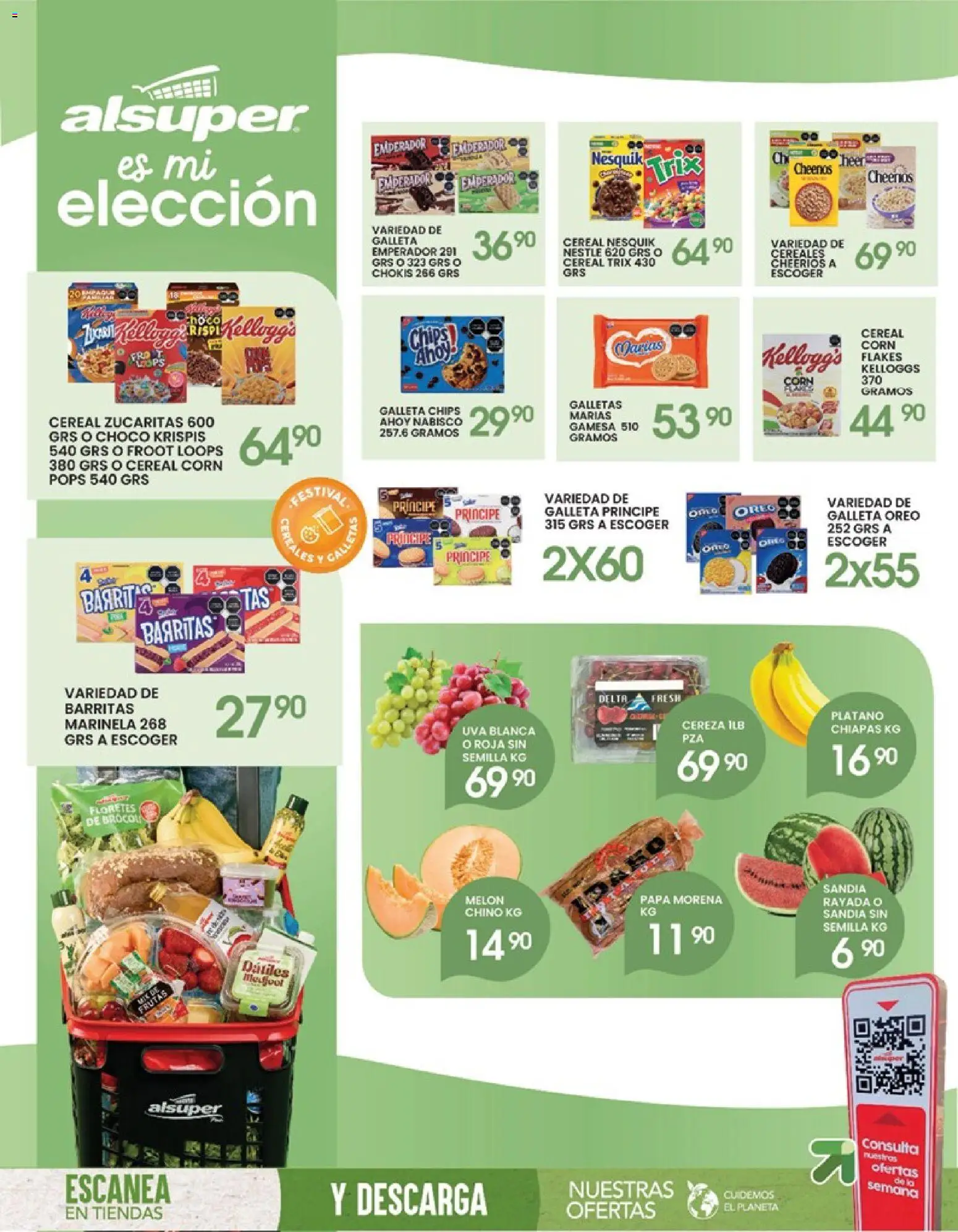 Nuevas ofertas de Alsuper válidas en toda la República Mexicana desde el 05.05.2026. ¡Encuentra las mejores ofertas en Alsuper folleto Chihuahua-Ciudad! | Página: 8 | Productos: Plátano, Sandía, Uva, Cereales