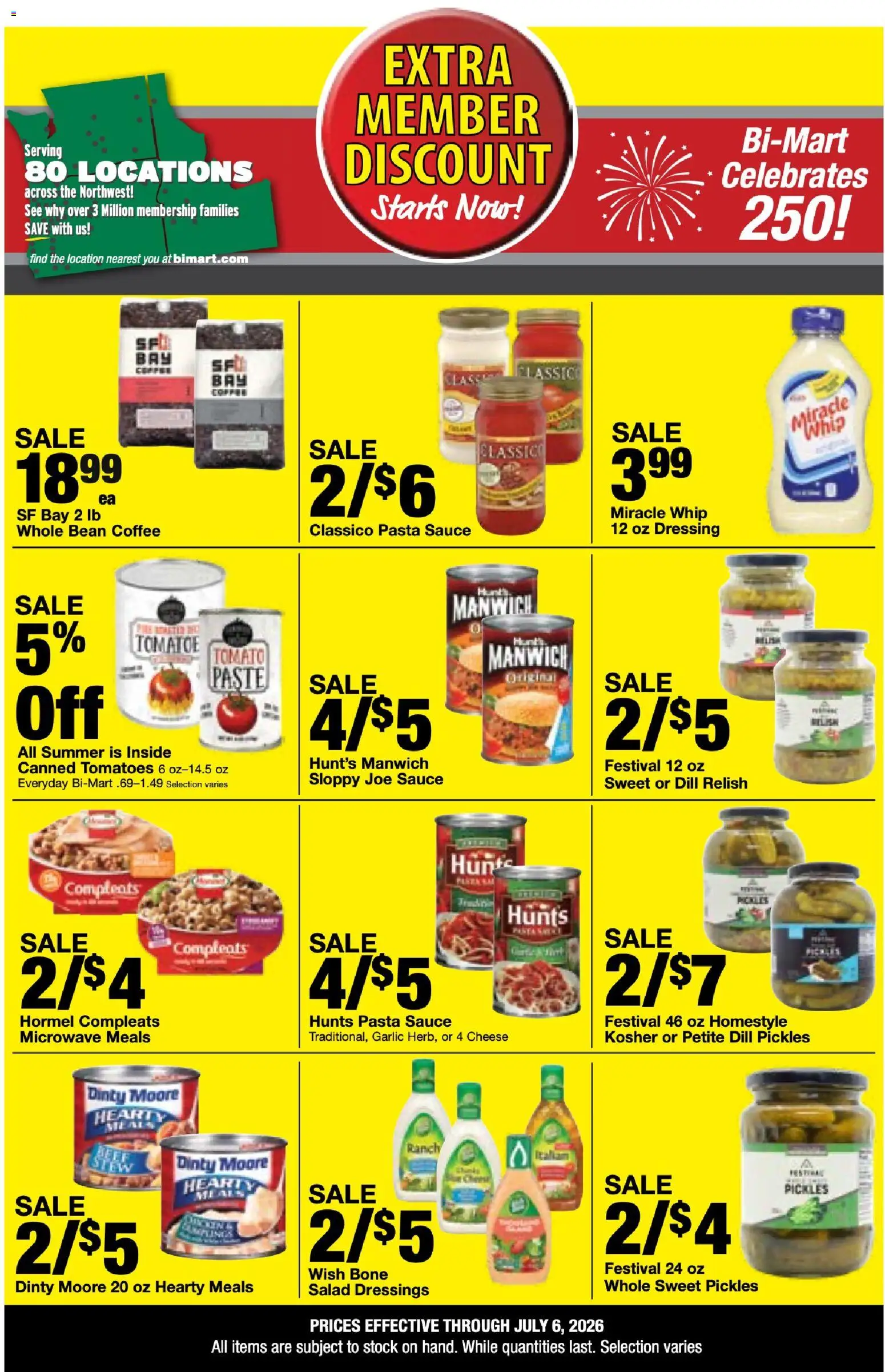 Bi-Mart Extra Member Discount - valid from 06/23/2026 | Page: 14 | Products: Cheese, Coffee, Microwave, Pasta