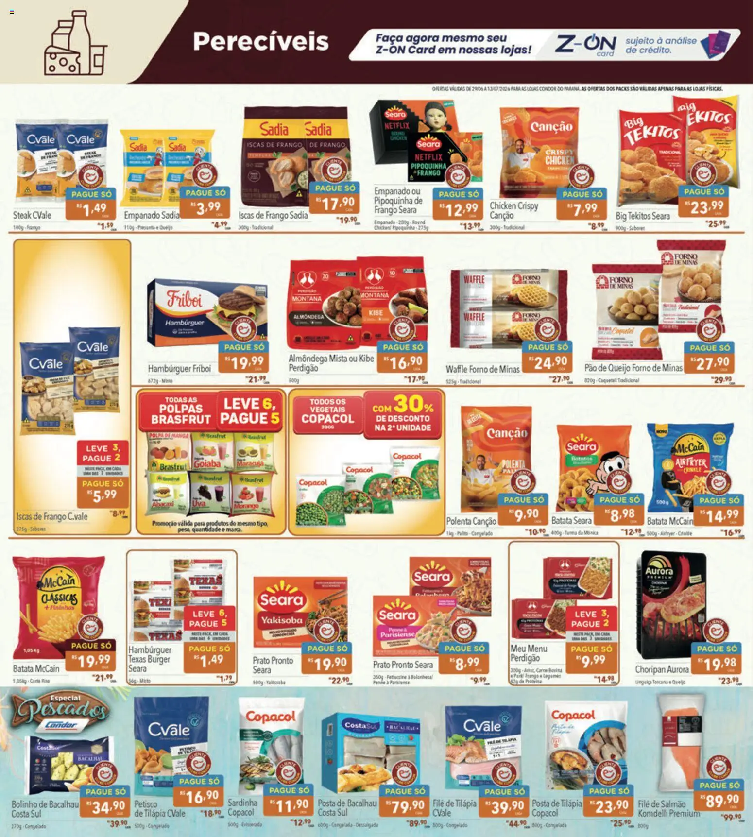 Supermercados Condor Folheto - válido de 29/06/2026 | Página: 16 | Produtos: Pão, Tilápia, Carne, Batata
