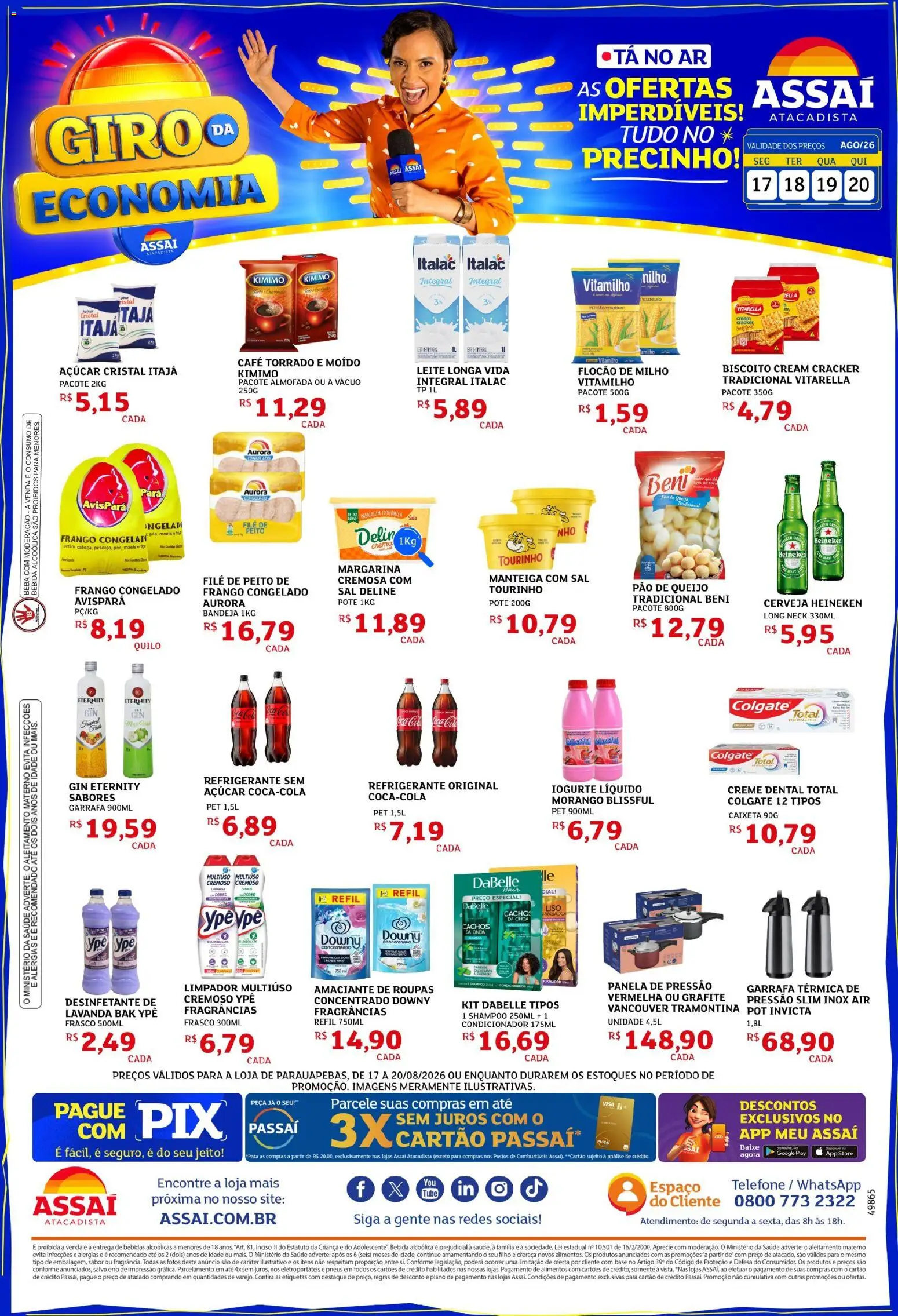 Assaí Atacadista Folheto - válido de 18/08/2026 | Página: 1 | Produtos: Panela, Bebidas, Manteiga, Gin