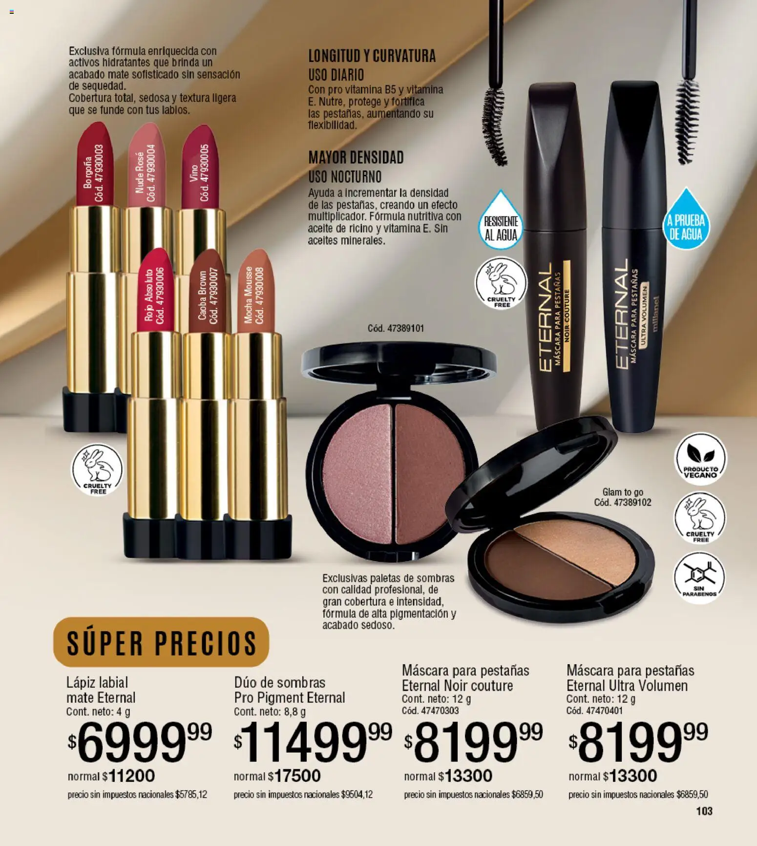 Millanel - Catálogo │ válido desde el 30/03/2026 | Página: 103 | Productos: Máscara, Lápiz labial, Agua, Vino