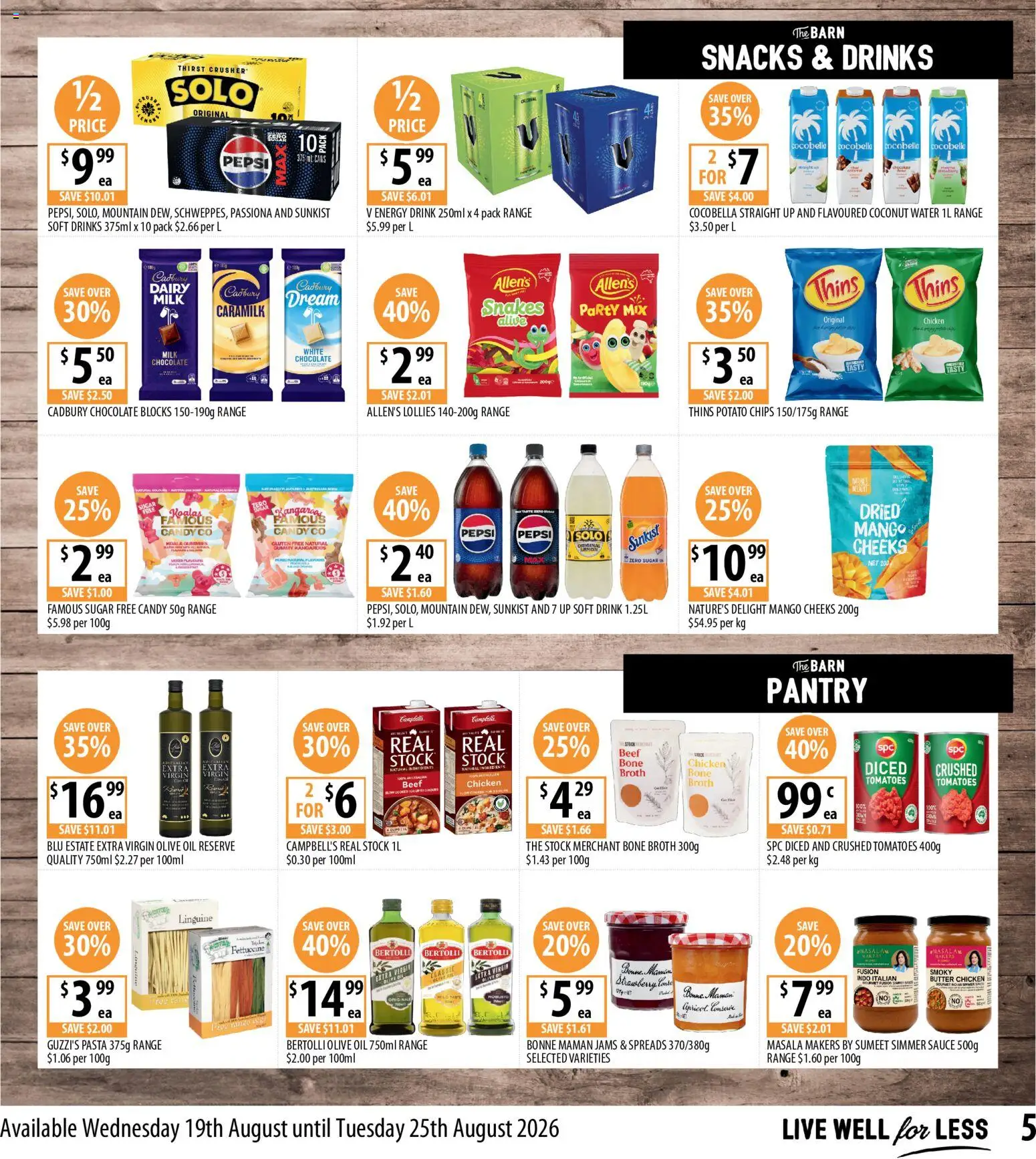 Supabarn catalogue - valid from 19/08/2026 | Page: 5 | Products: Chocolate, Beef, Chips, Jams