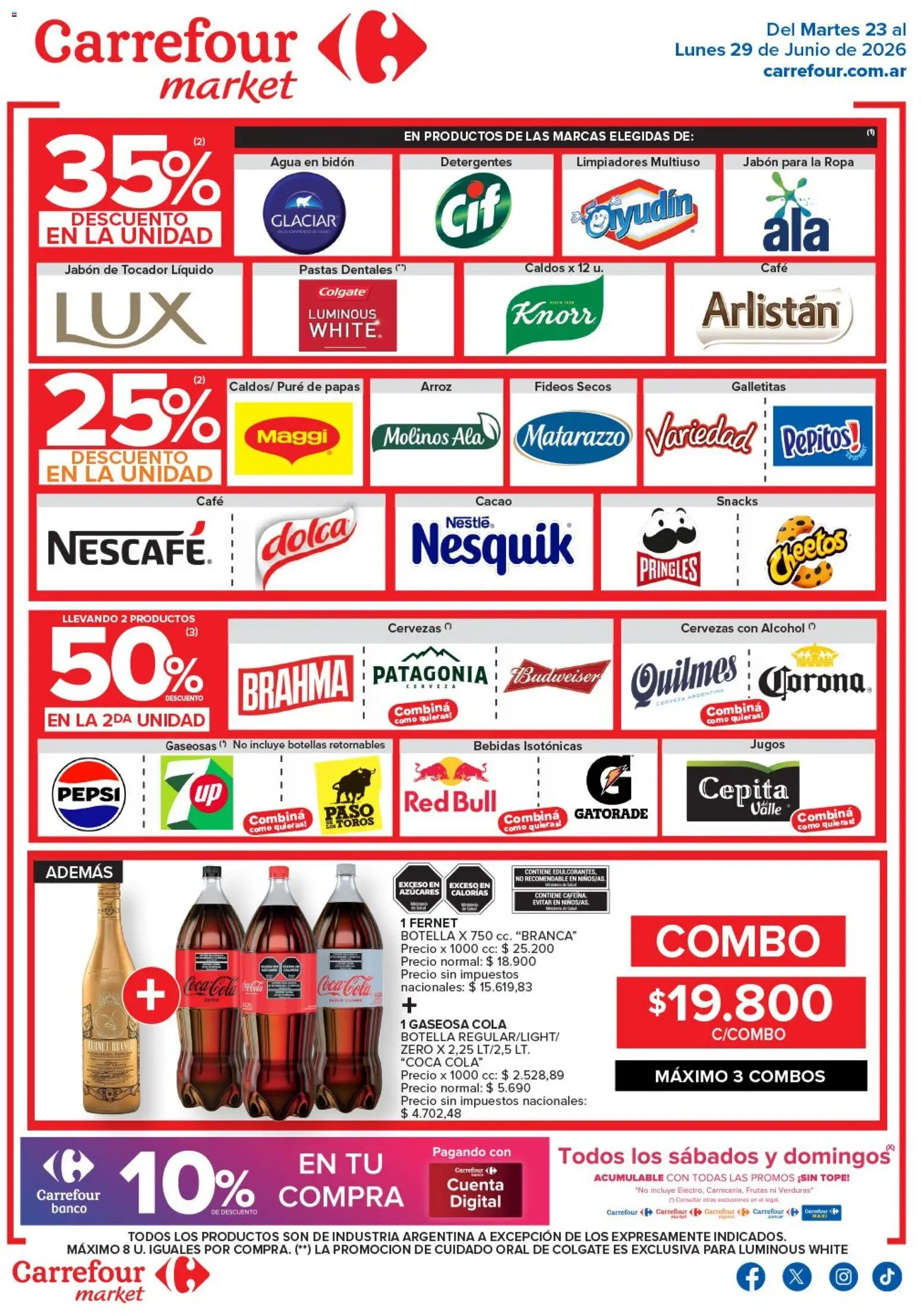 Carrefour Market - Market Paraná y Concordia │ válido desde el 23/06/2026 | Página: 2 | Productos: Fernet, Jabón, Agua, Café