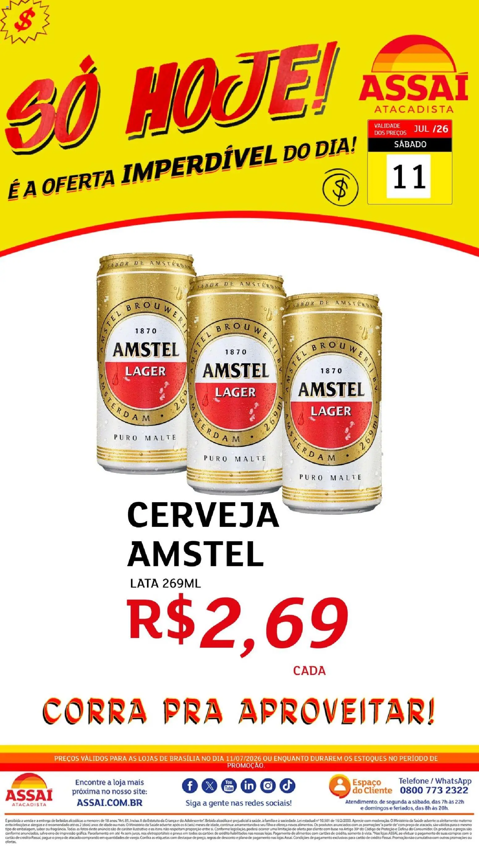 Assaí Atacadista Folheto - válido de 11/07/2026 | Página: 1 | Produtos: Pneus, Base, Bebida, Telefone