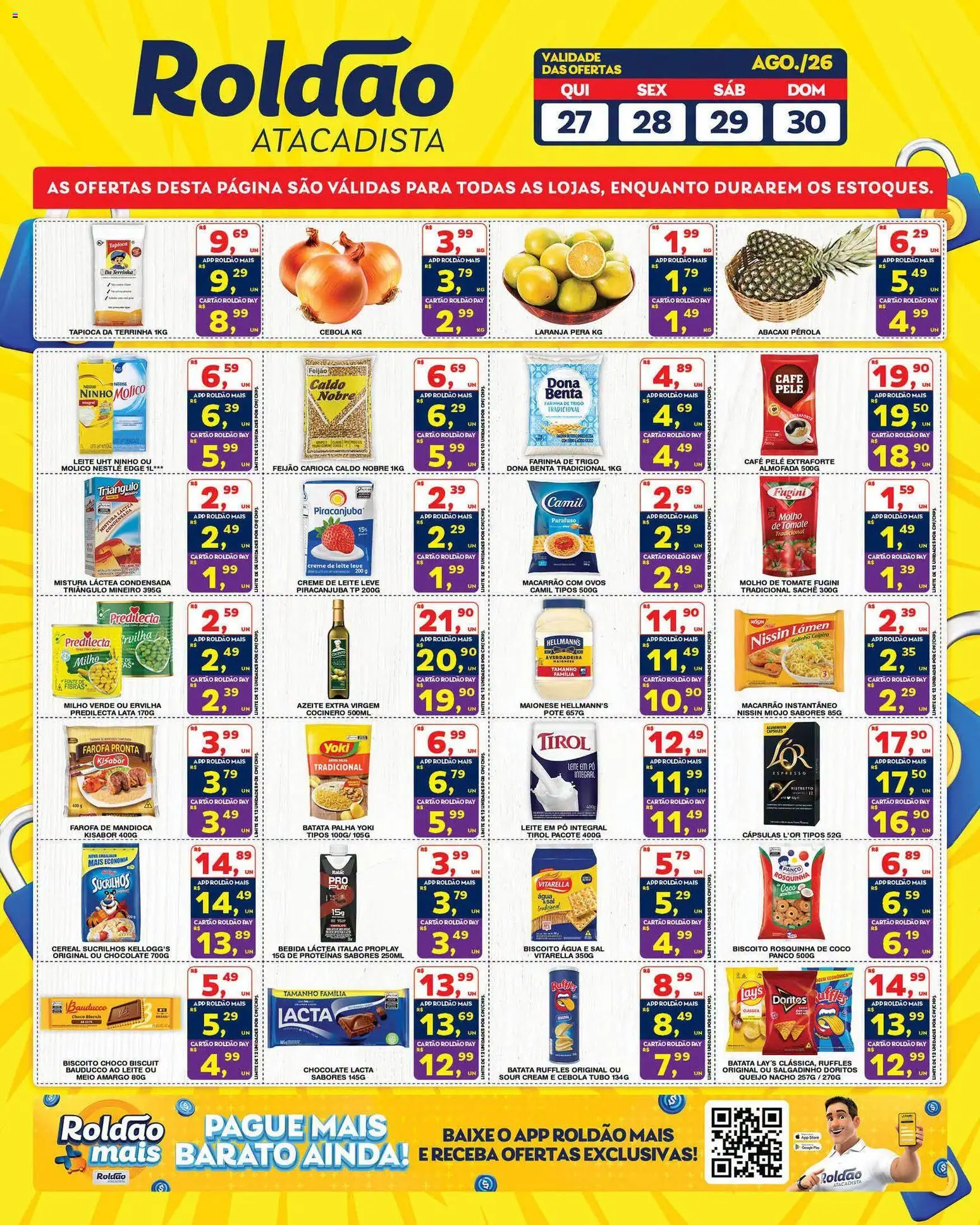 Roldão Folheto - válido de 27/08/2026 | Página: 3 | Produtos: Cebola, Almofada, Ovos, Creme de leite