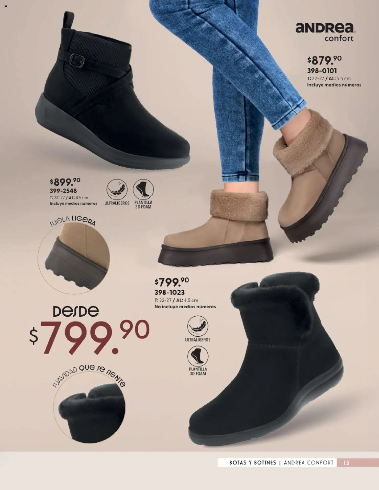 Nuevas ofertas de Andrea válidas en toda la República Mexicana desde el 23/08/2026. ¡Encuentra las mejores ofertas en Andrea catálogo Calzado Confort! | Página: 13