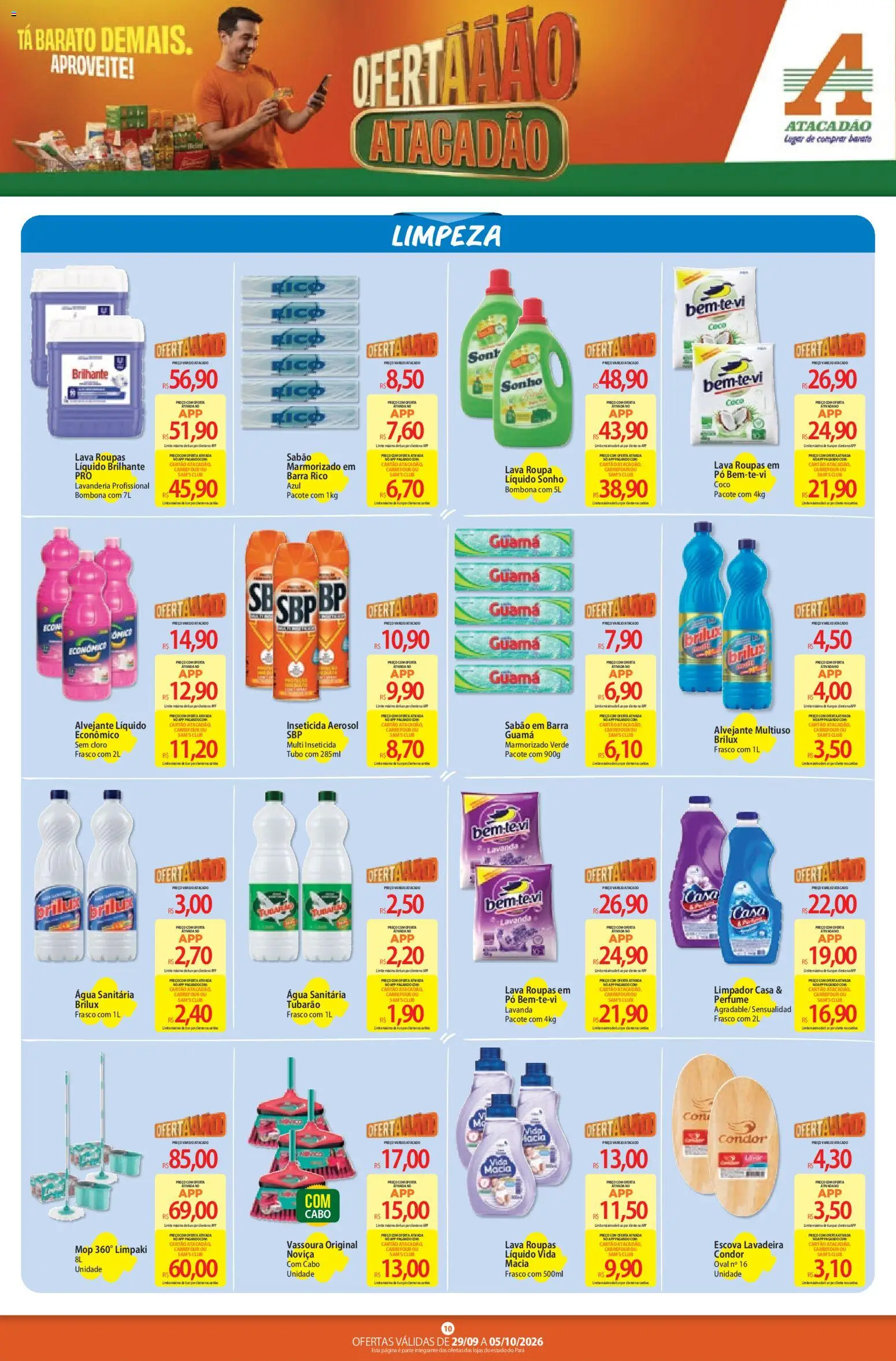 Atacadão Folheto - válido de 29/09/2026 | Página: 10 | Produtos: Mop, Água, Cabo, Vassoura