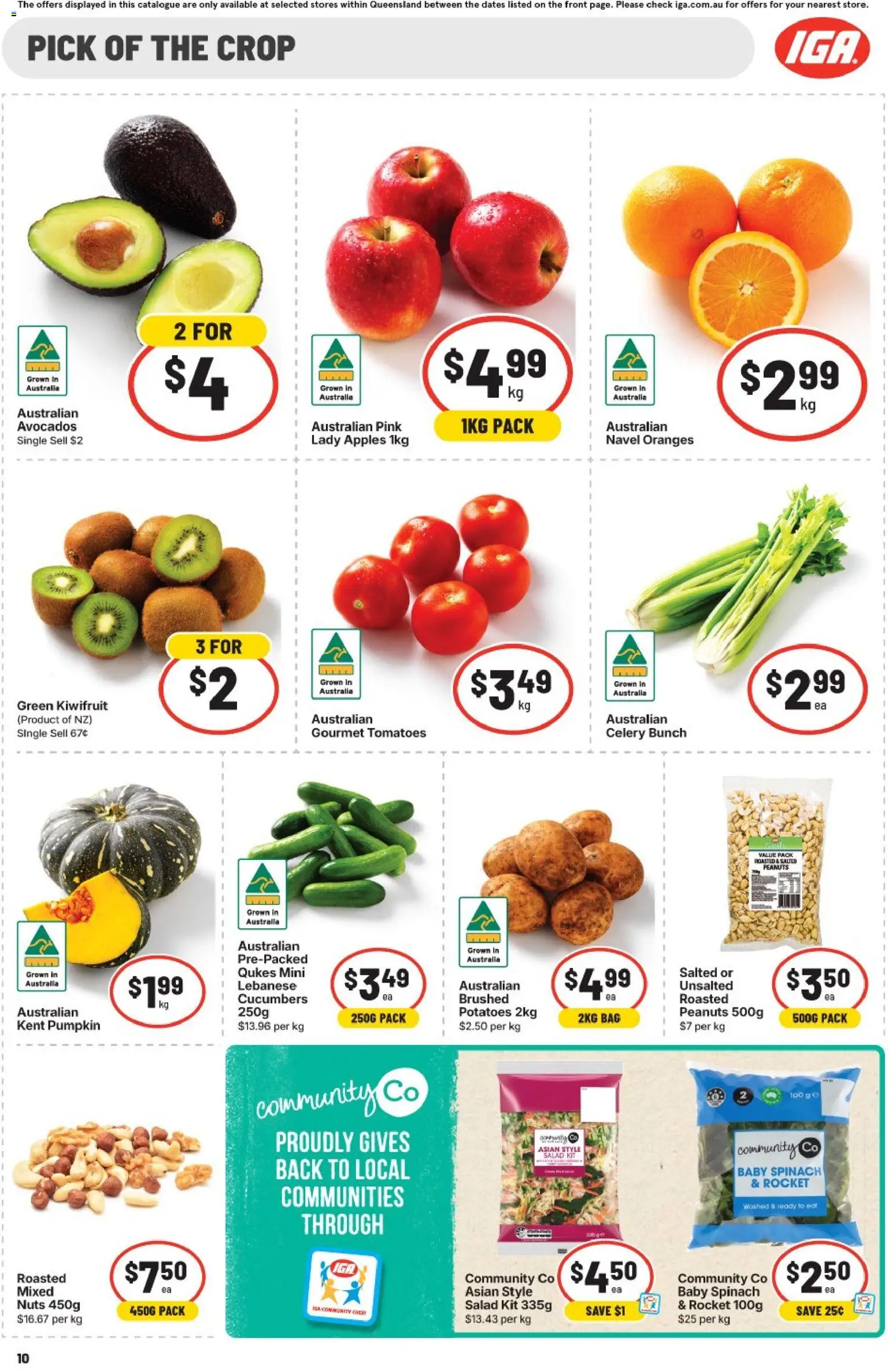 IGA catalogue - valid from 22/07/2026 | Page: 10 | Products: Oranges, Tomatoes, Kiwifruit, Salad