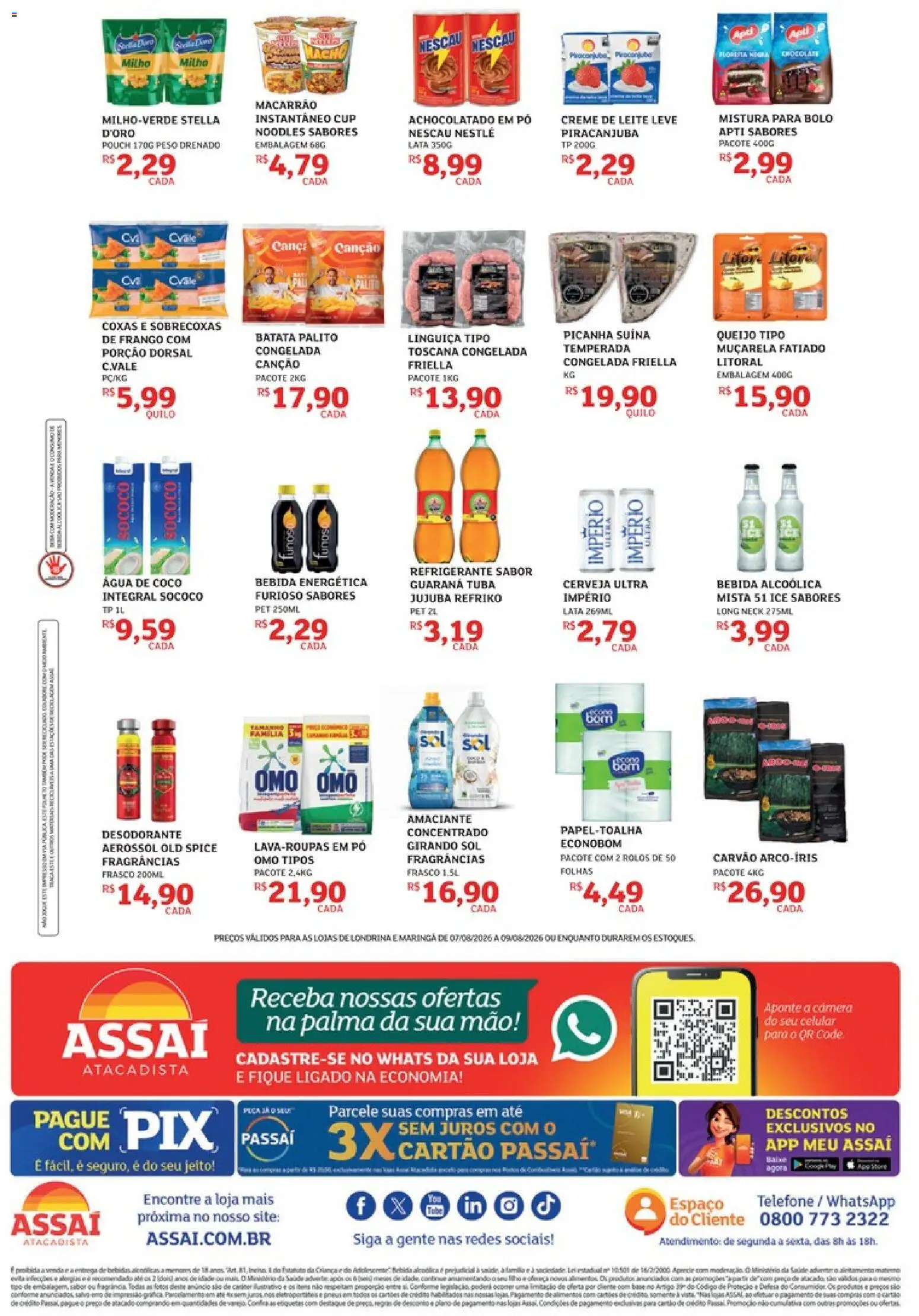 Assaí Atacadista Folheto - válido de 07/08/2026 | Página: 2 | Produtos: Bebida energética, Linguiça, Base, Milho