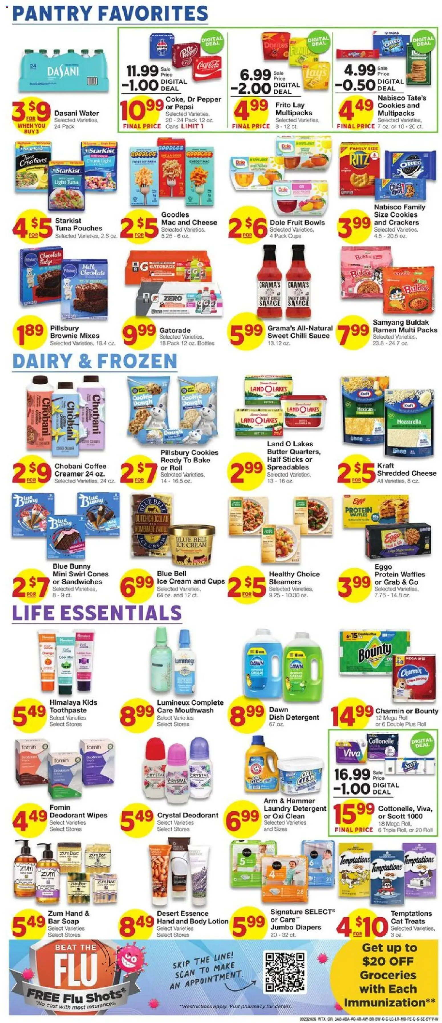 United Supermarkets Weekly Ad - valid from 09/23/2026 | Page: 3 | Products: Laundry detergent, Cookies, Sauce, Tuna