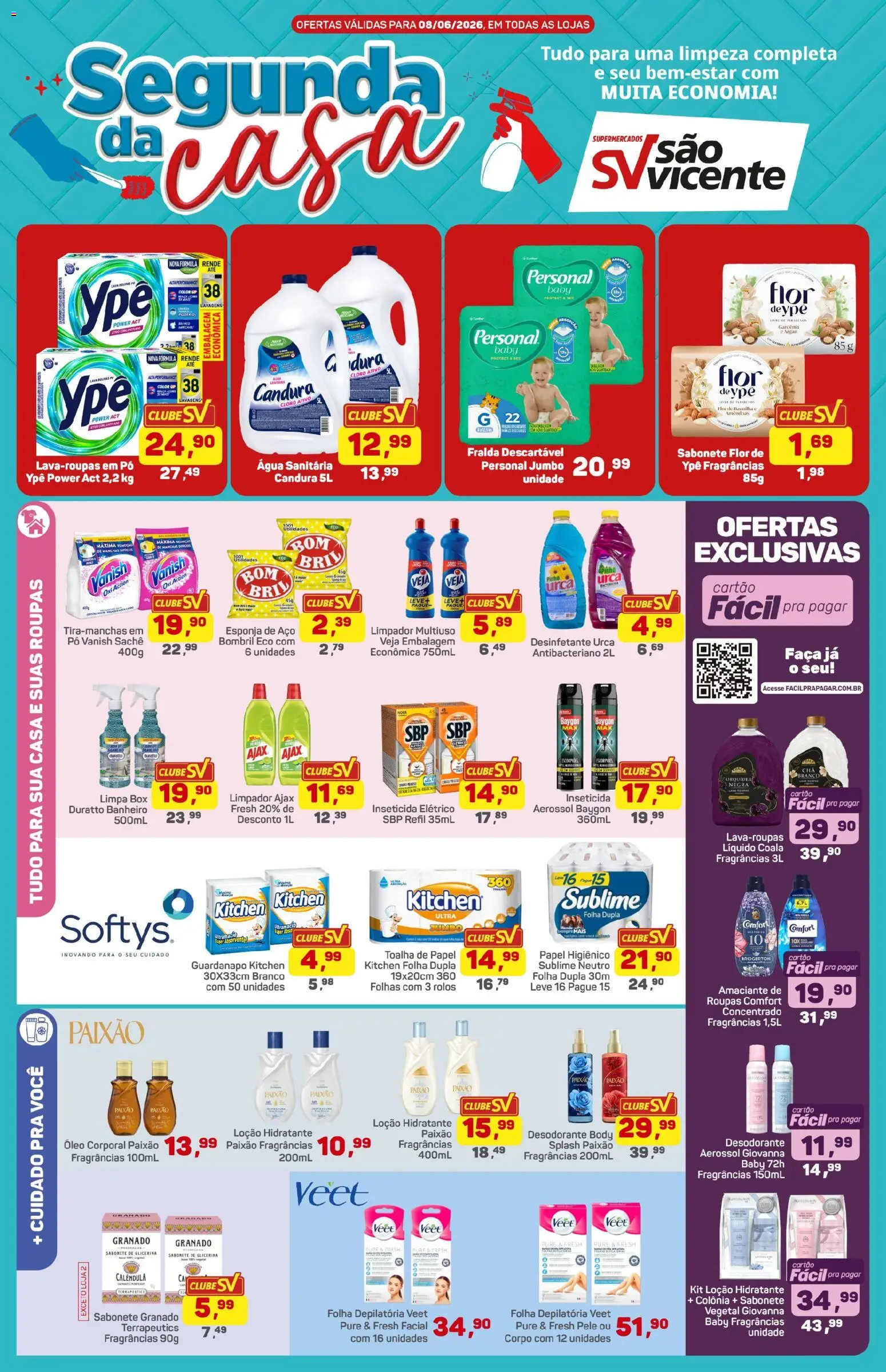 Supermercados São Vicente Folheto - válido de 08.06.2026 | Página: 1 | Produtos: Pó, Desodorante, Faca, Body