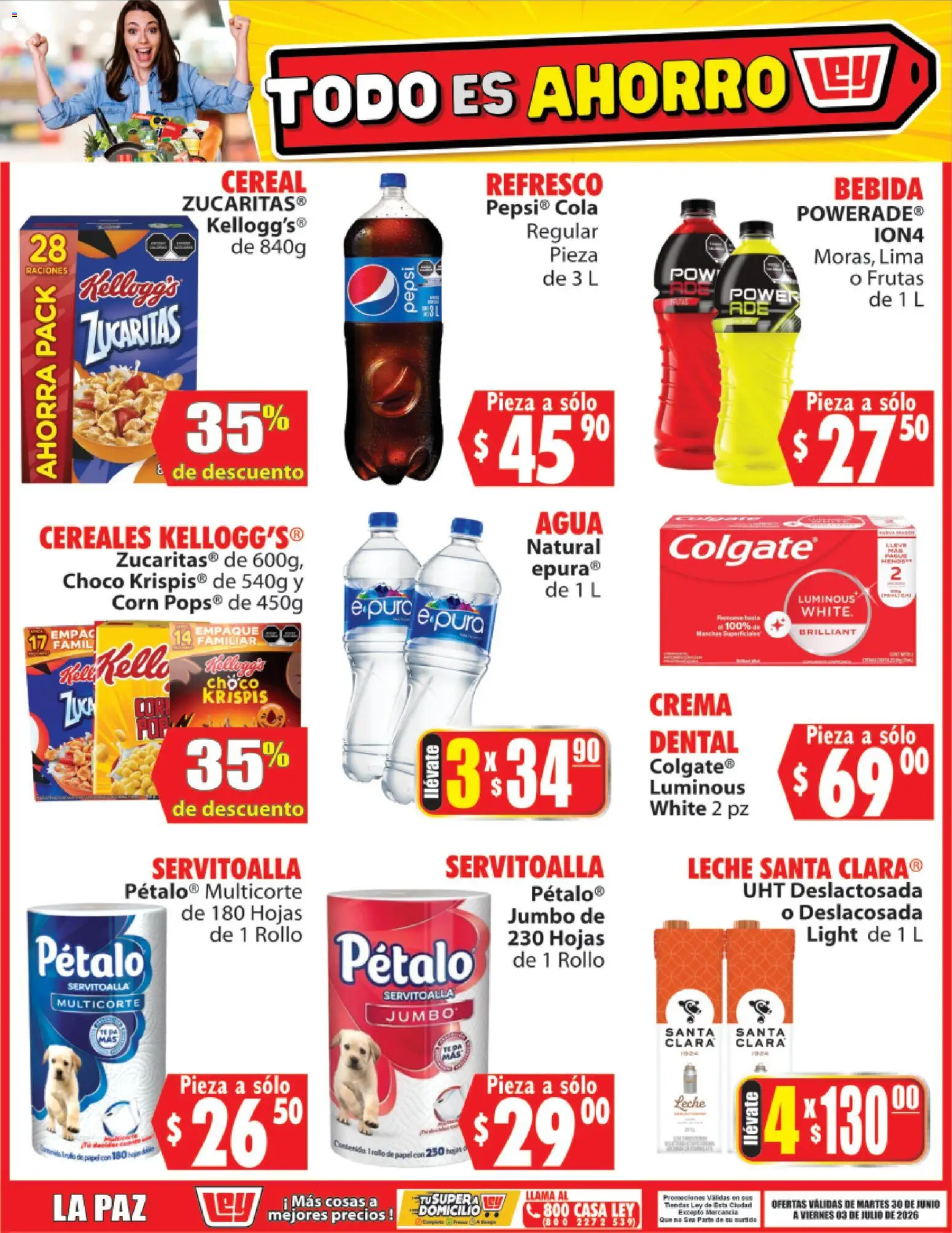 Nuevas ofertas de Casa Ley válidas en toda la República Mexicana desde el 30/06/2026. ¡Encuentra las mejores ofertas en Casa Ley folleto Todo es ahorro! | Página: 7 | Productos: Crema, Agua, Leche, Lima