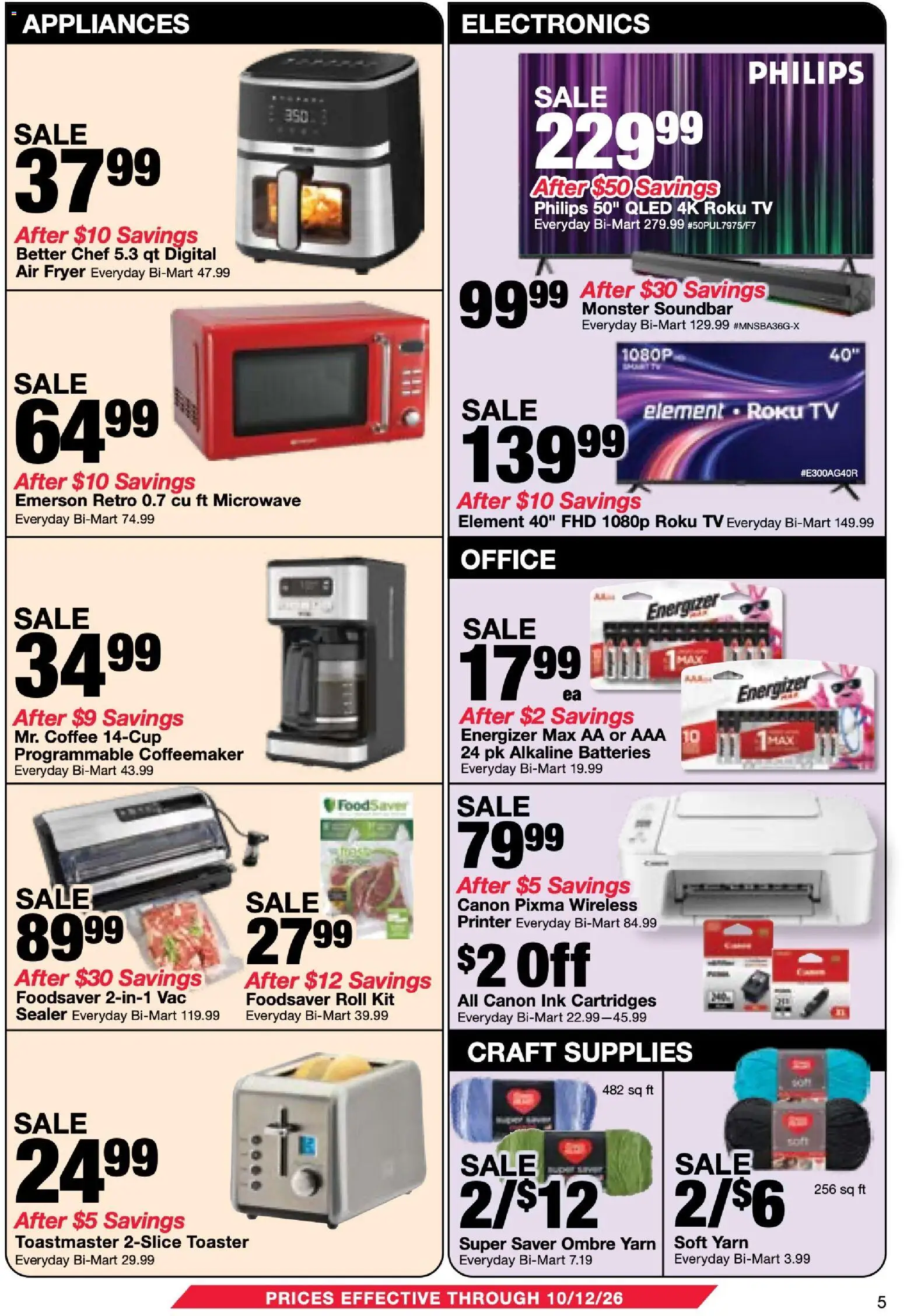 Bi-Mart Weekly Ad - valid from 09/29/2026 | Page: 5 | Products: Ink, Microwave, Air fryer, Tv