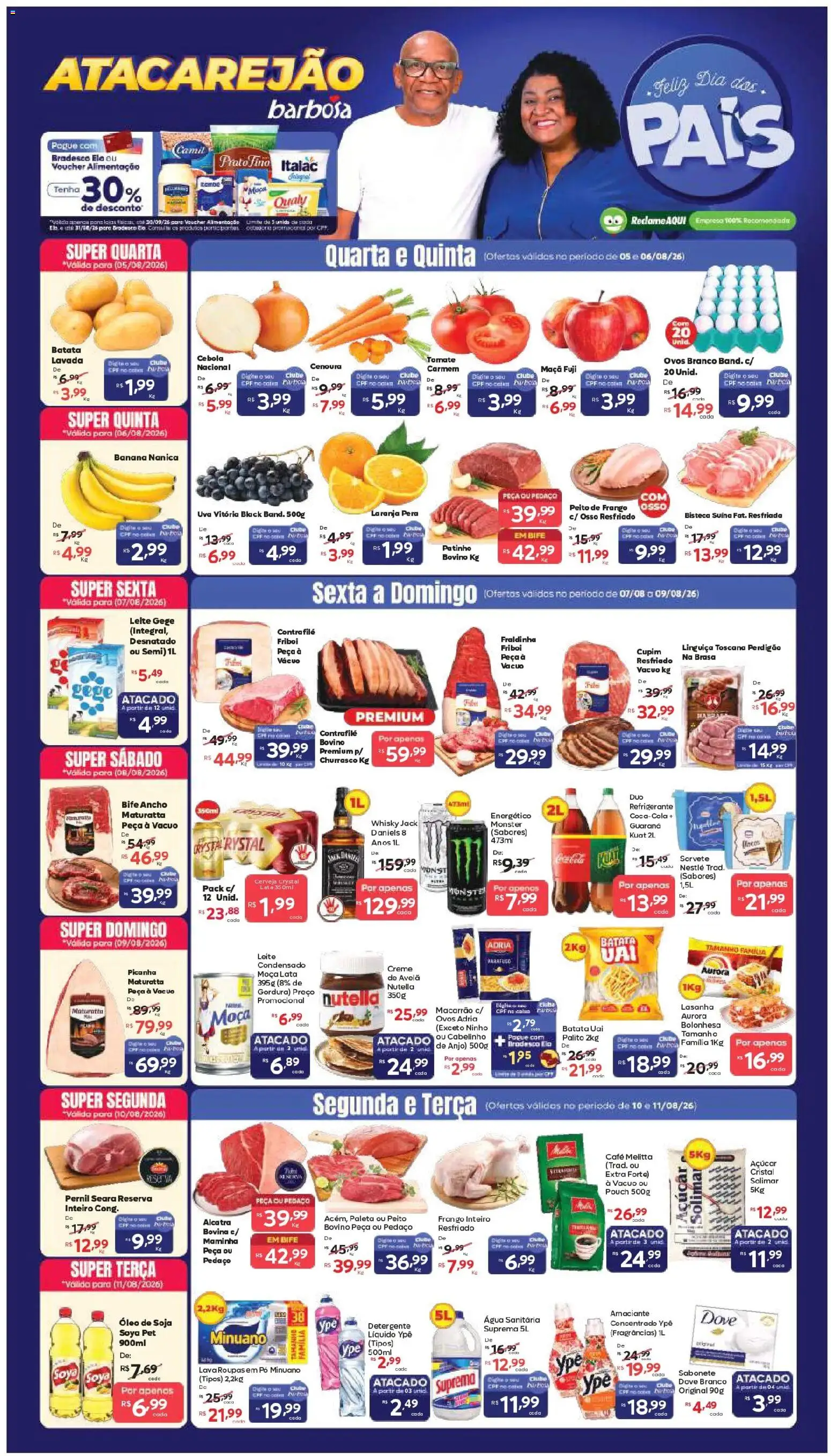 Barbosa Supermercados Folheto - válido de 05/08/2026 | Página: 1 | Produtos: Pó, Pernil, Leite, Batata