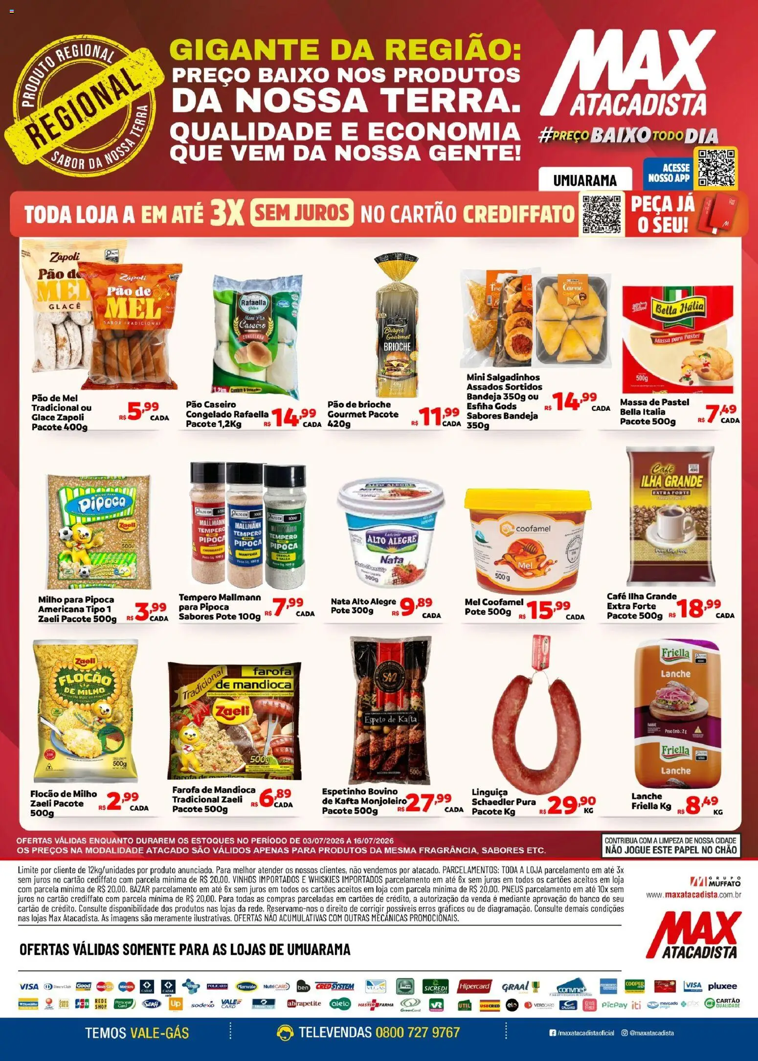 Max Atacadista Folheto - válido de 03/07/2026 | Página: 1 | Produtos: Banco, Pão, Massa, Salgadinhos