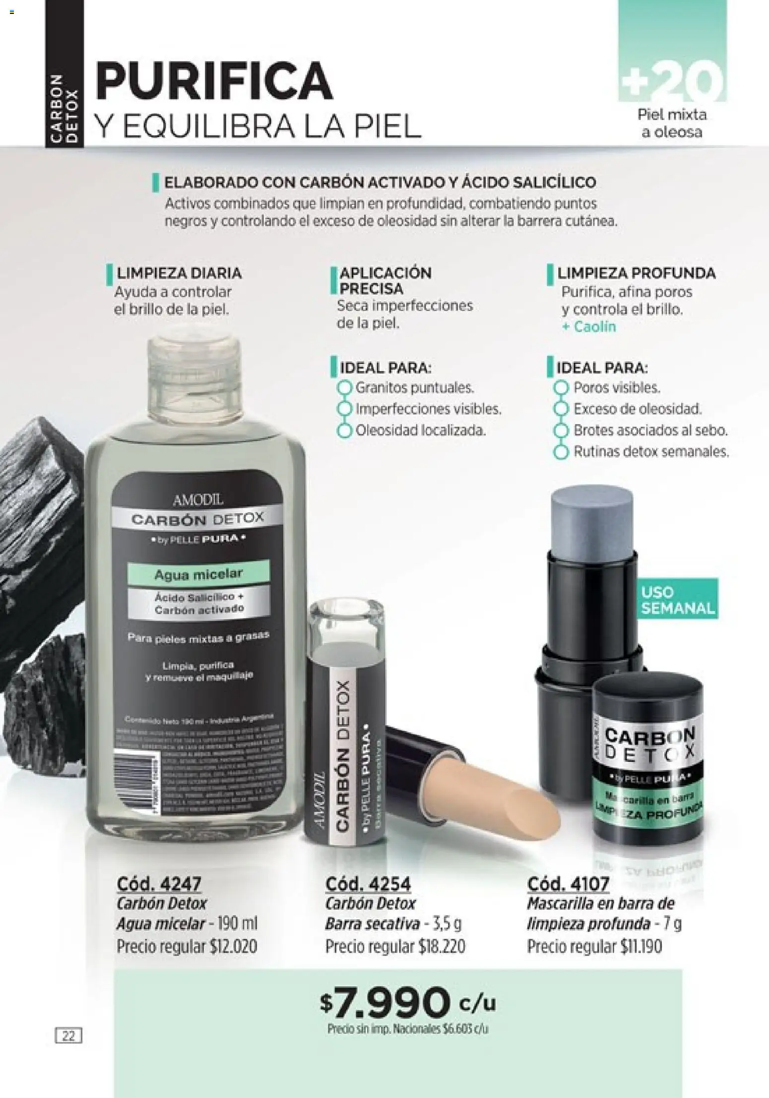 Catálogo Amodil Campaña 15 │ válido desde el 26/08/2026 | Página: 22 | Productos: Mascarilla, Maquillaje, Brillo, Agua