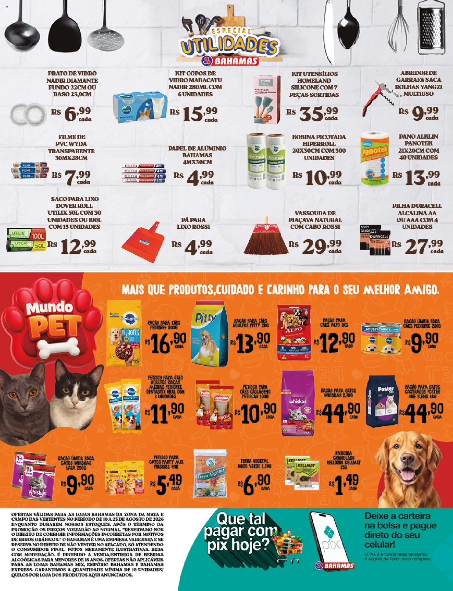Bahamas Supermercados Folheto - válido de 10/08/2026 | Página: 12 | Produtos: Celular, Carteira, Copos, Cabo