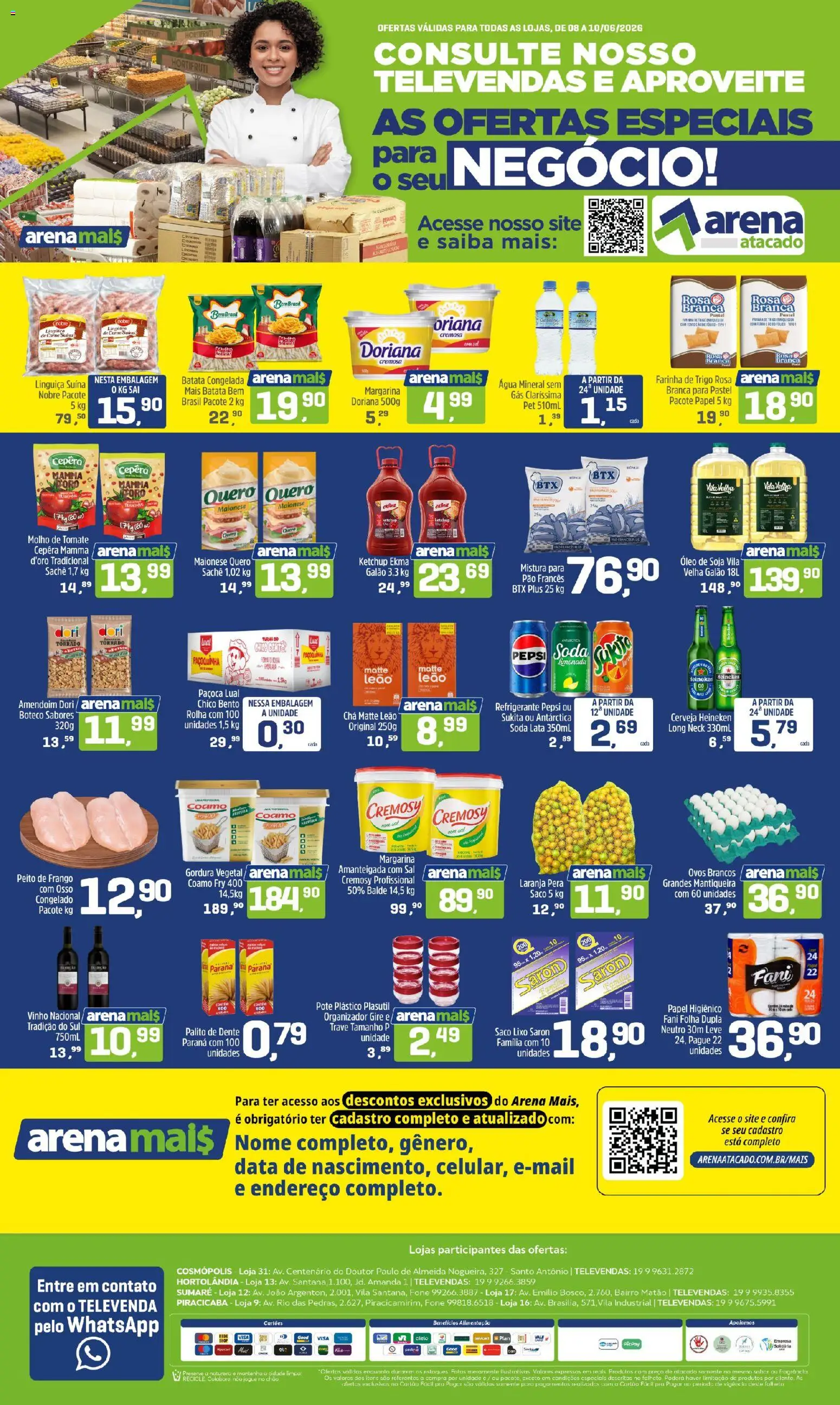 Arena Atacado Folheto - válido de 08.06.2026 | Página: 1 | Produtos: Fragrância, Batata, Maionese, Papel higiênico