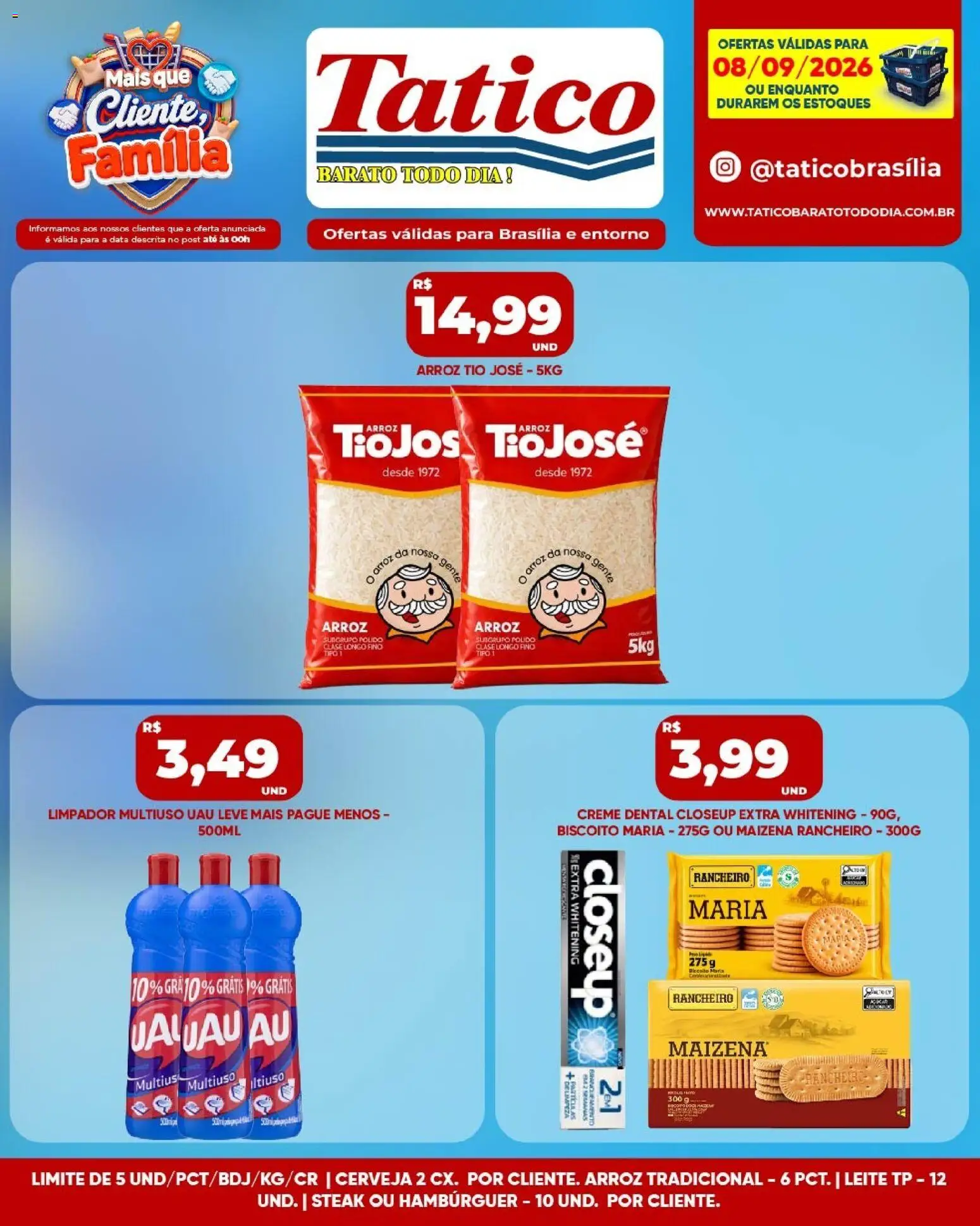 Tatico Folheto - válido de 08/09/2026 | Página: 5 | Produtos: Cerveja, Arroz, Hambúrguer, Creme dental