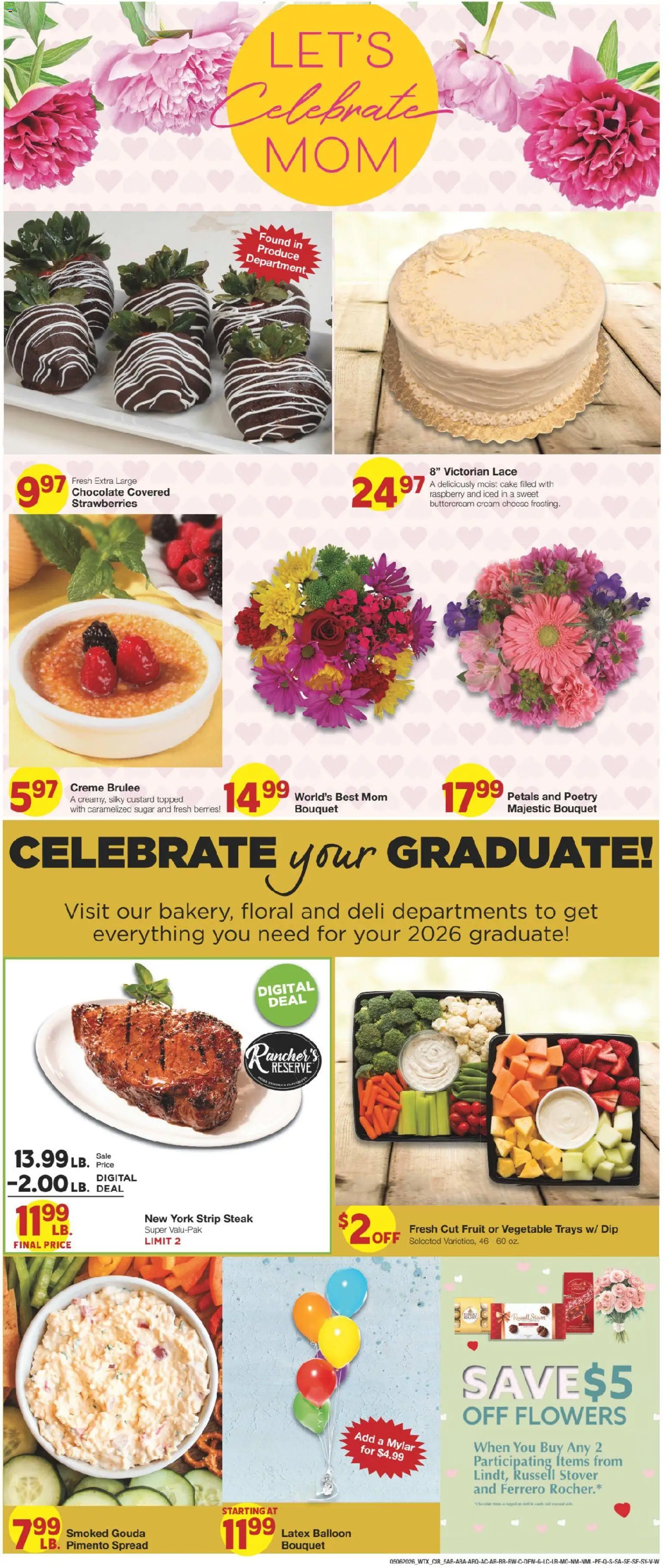 United Supermarkets Weekly Ad - valid from 05.05.2026 | Page: 5 | Products: Cheese, Chocolate, Strawberries, Cream