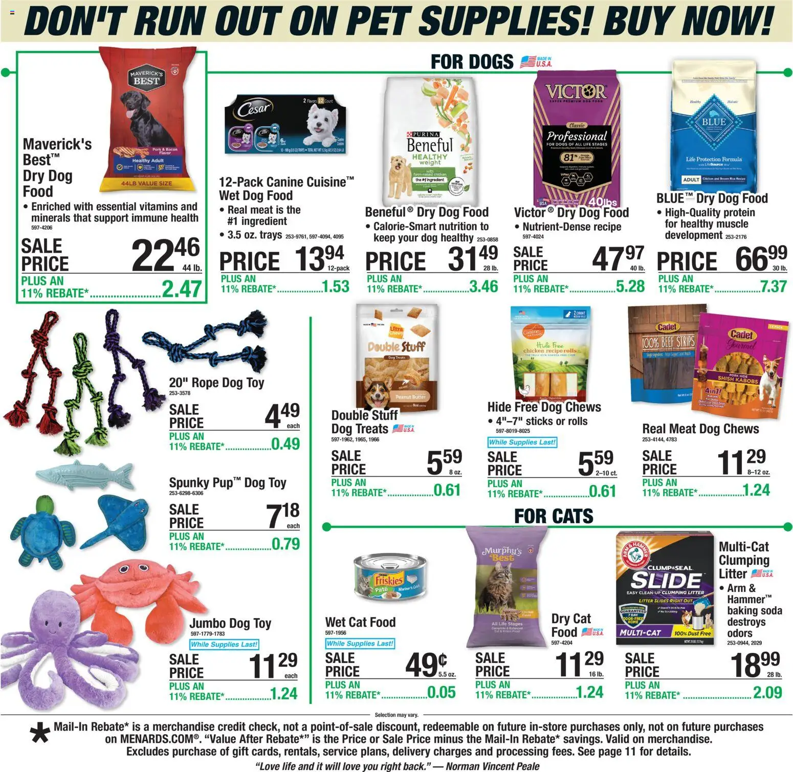 Menards Weekly Ad - valid from 07.05.2026 | Page: 21 | Products: Cat Food, Pork, Beef, Weight