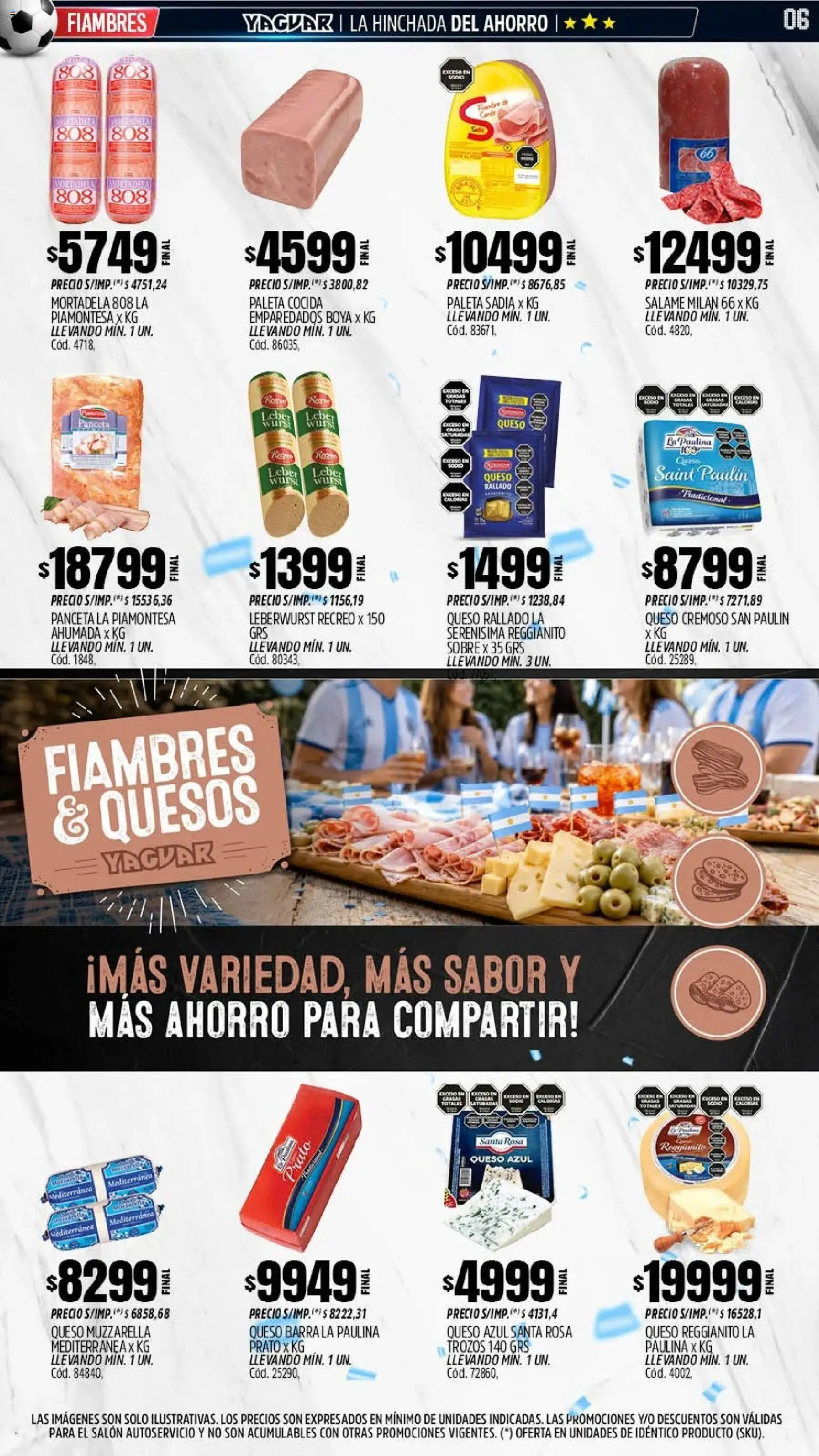 Yaguar - Oferta Semanal Salta │ válido desde el 08.06.2026 | Página: 7 | Productos: Sobre, Mortadela, Muzzarella, Panceta