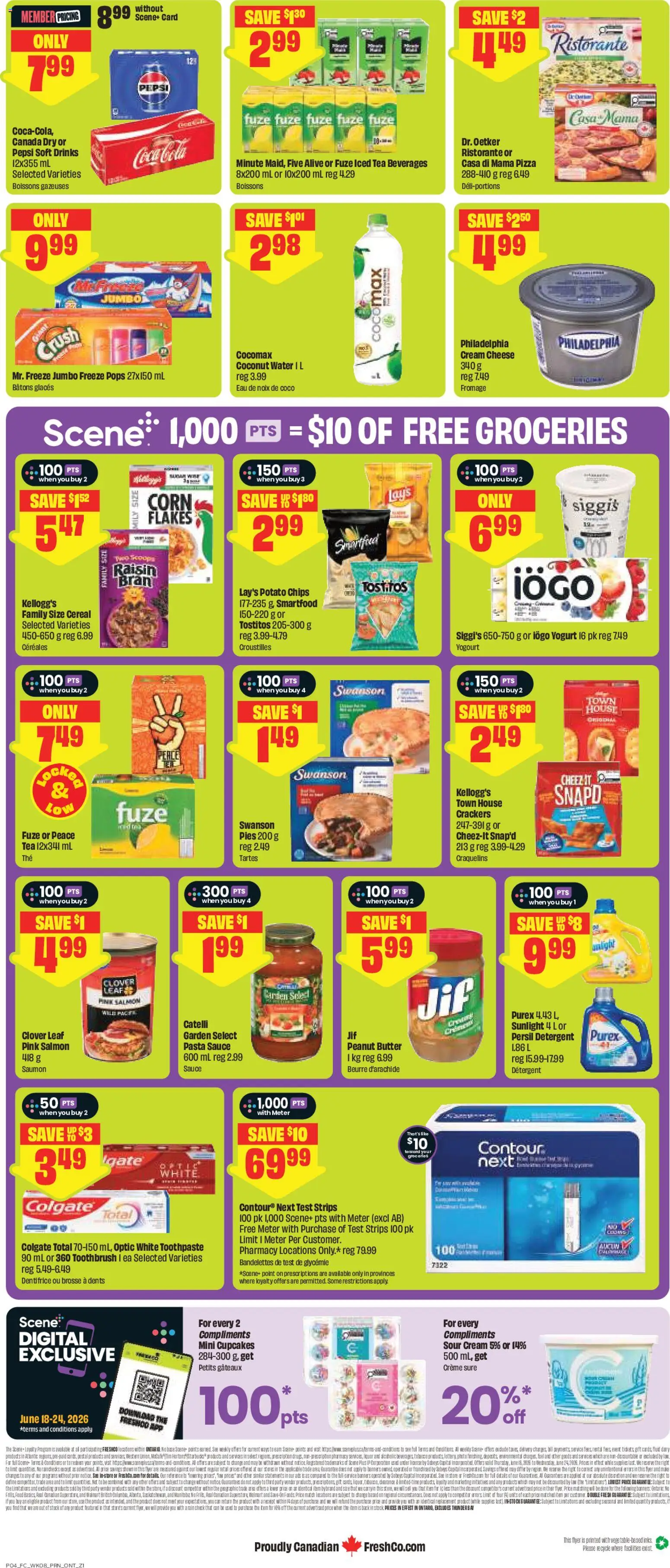FreshCo flyer valid from 18.06.2026 | Page: 2 | Products: Tea, Pasta, Toothpaste, Yogurt