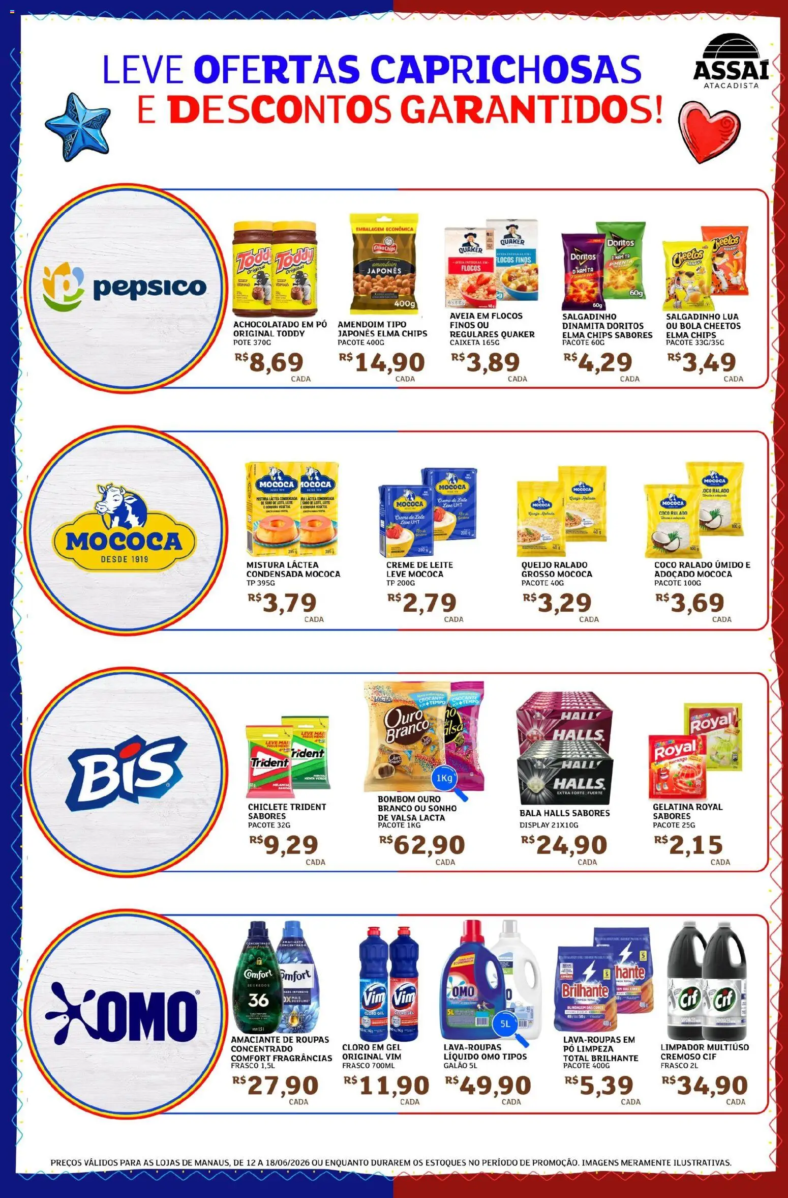 Assaí Atacadista Folheto - válido de 12.06.2026 | Página: 2 | Produtos: Pimenta, Achocolatado, Creme de leite, Amaciante
