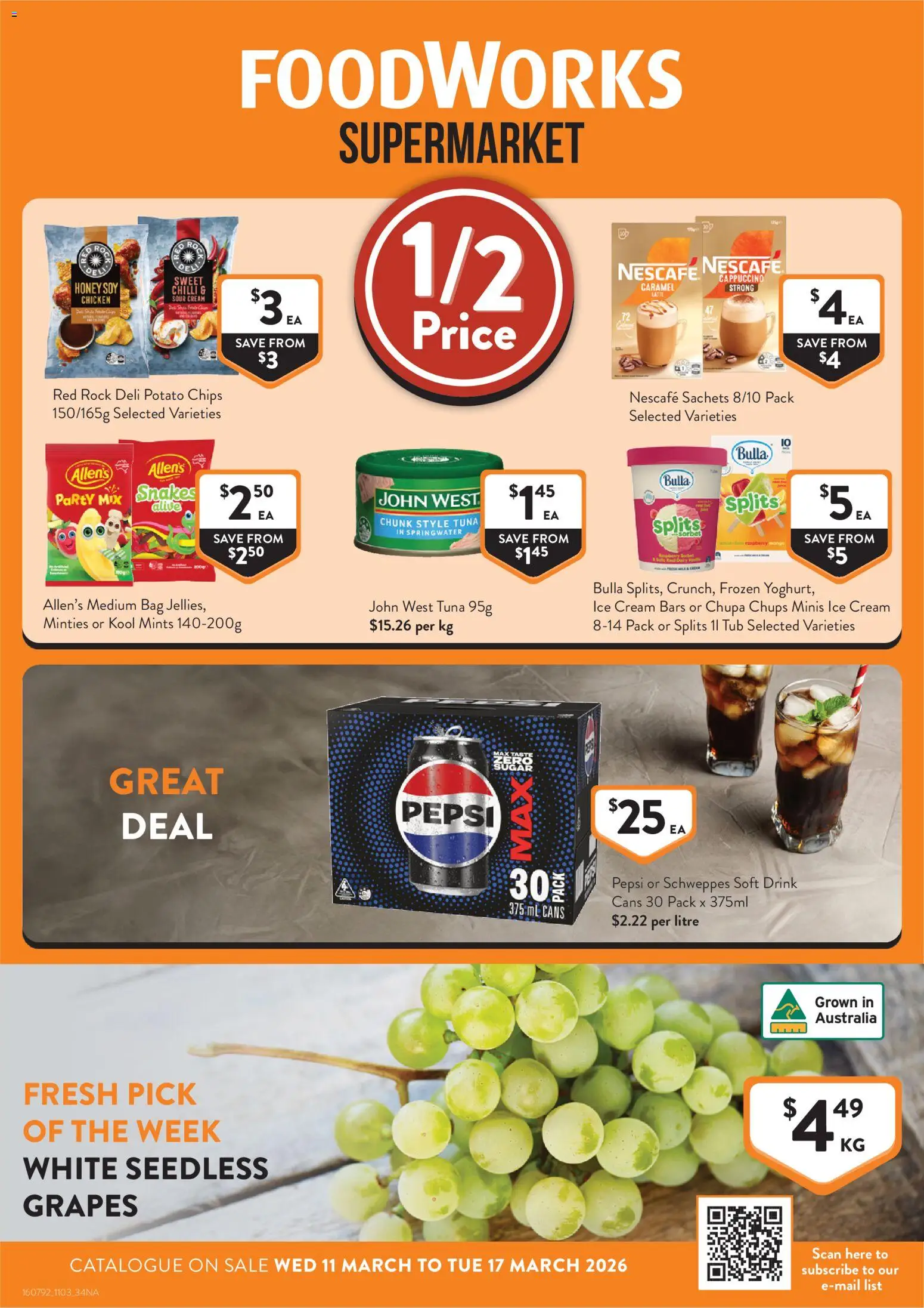 Foodworks catalogue - valid from 11.03.2026 | Page: 1 | Products: Sour cream, Chips, Raspberry, Nescafe