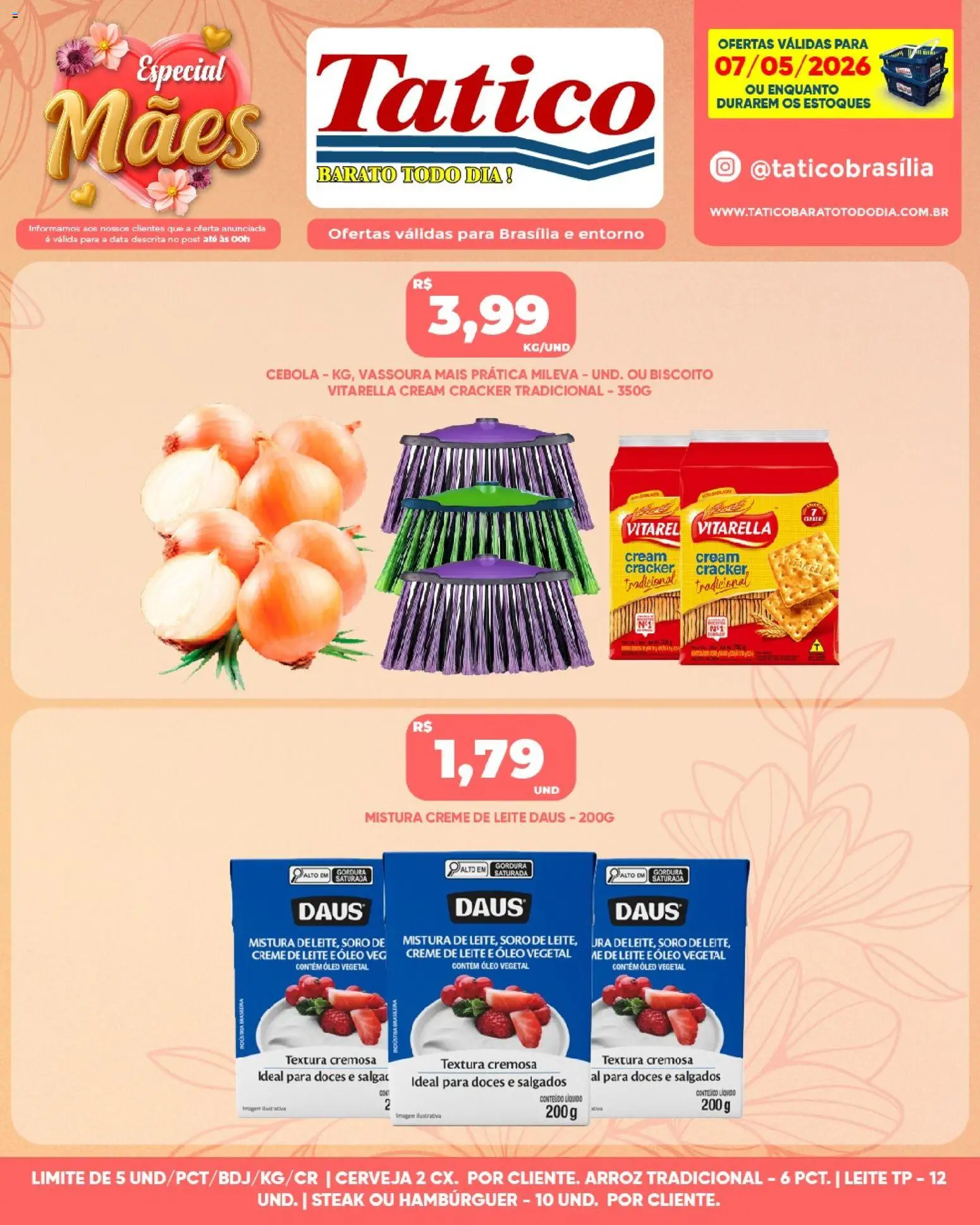 Tatico Folheto - válido de 07.05.2026 | Página: 1 | Produtos: Biscoito, Cerveja, Creme, Vassoura