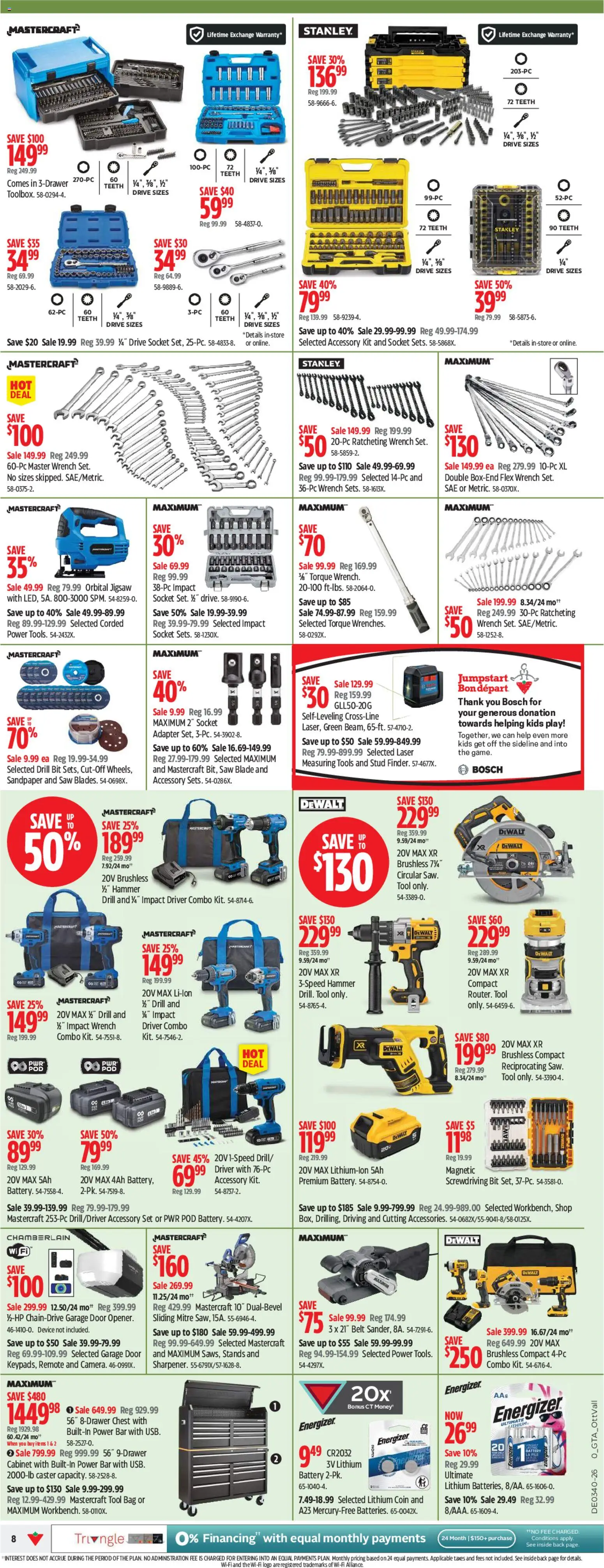 Canadian Tire flyer valid from Oct 1, 2026 | Page: 8 | Products: Jigsaw, Belt, Tools, Cabinet