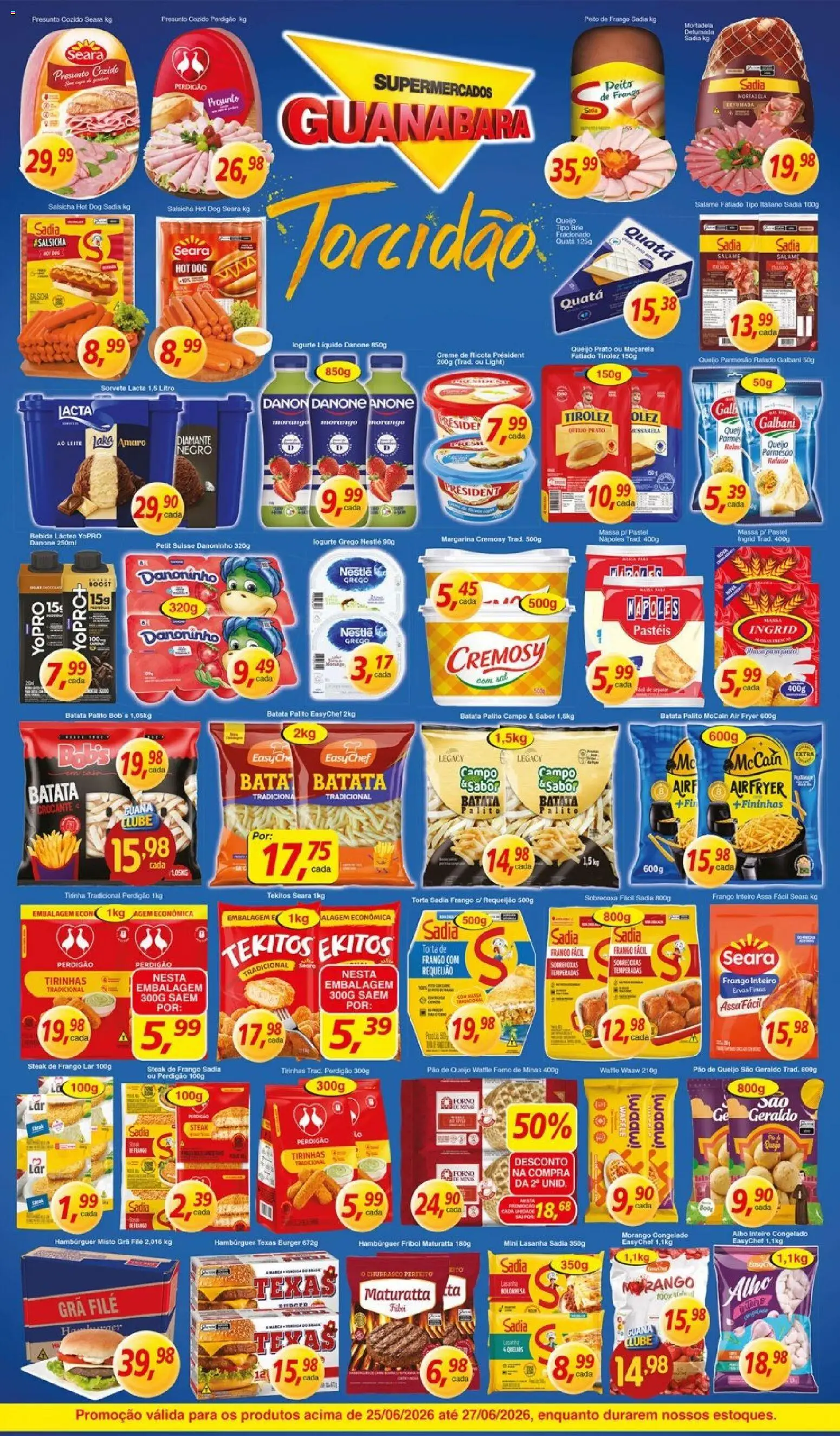 Supermercados Guanabara Folheto - válido de 25/06/2026 | Página: 8 | Produtos: Forno, Mortadela, Batata, Iogurte grego