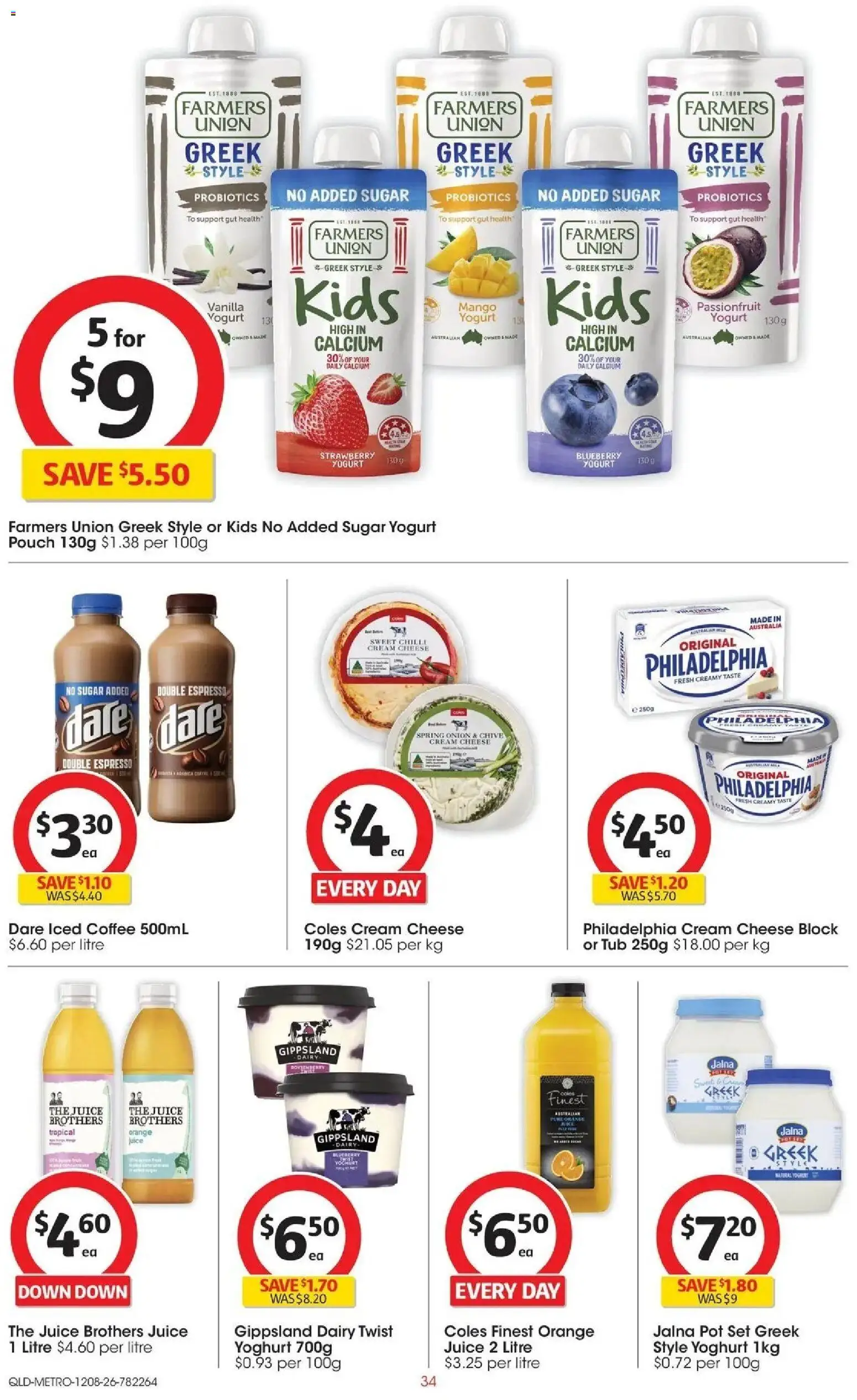 ﻿Coles catalogue valid from 12/08/2026 > Online Australia | Page: 34 | Products: Yogurt, Probiotics, Passionfruit, Cream