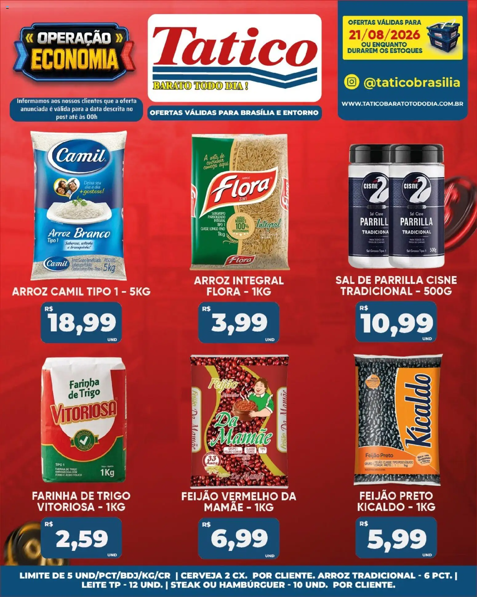Tatico Folheto - válido de 21/08/2026 | Página: 18 | Produtos: Arroz integral, Farinha, Farinha de trigo, Sal