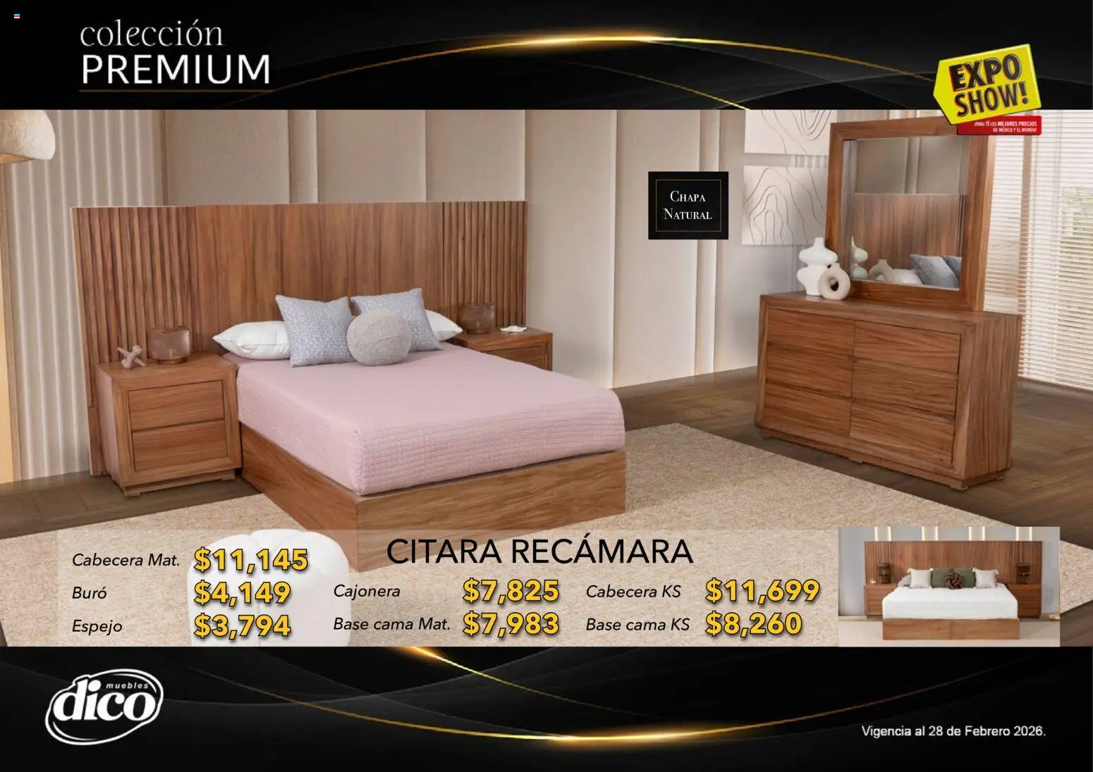 Nuevas ofertas de Muebles Dico válidas en toda la República Mexicana desde el 10.02.2026. ¡Encuentra las mejores ofertas en Muebles Dico catálogo Colección Premium! | Página: 58 | Productos: Cabecera, Chapa, Buró, Espejo