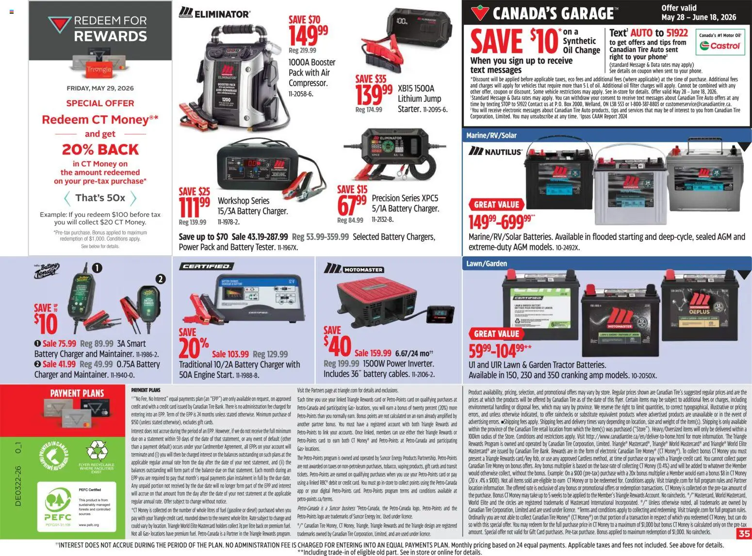 Canadian Tire flyer valid from 28.05.2026 | Page: 34 | Products: Box, Battery, Oil