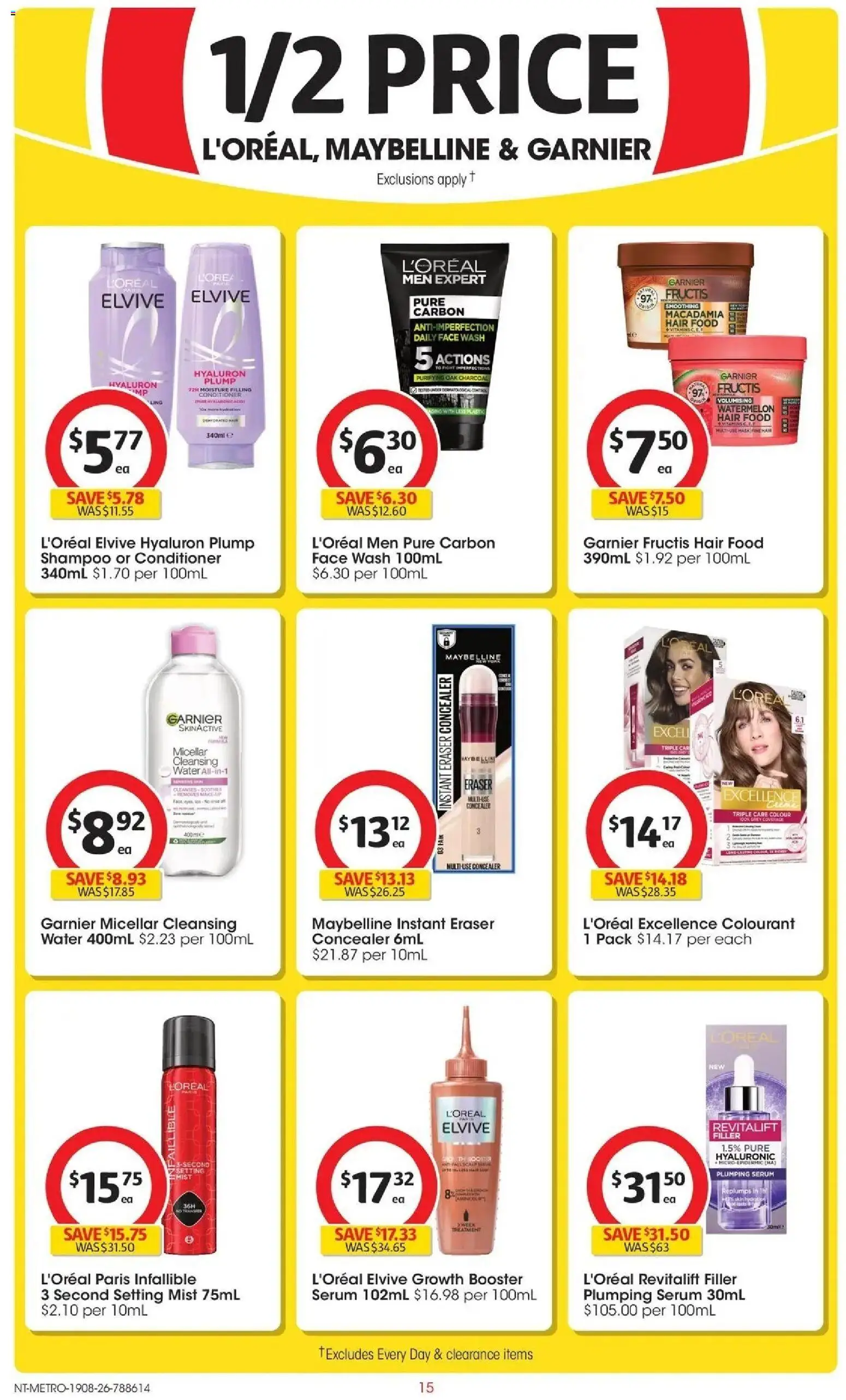 Coles catalogue - valid from 19/08/2026 | Page: 15 | Products: Shampoo, Conditioner, Face wash, Charcoal