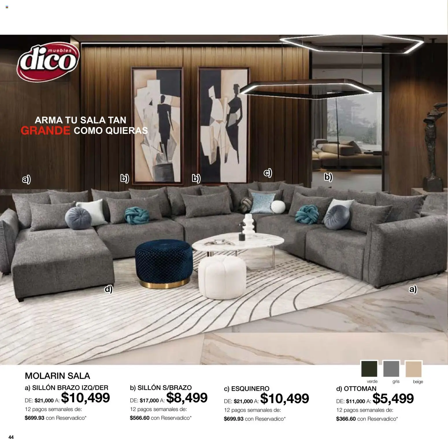 Nuevas ofertas de Muebles Dico válidas en toda la República Mexicana desde el 01/07/2026. ¡Encuentra las mejores ofertas en Muebles Dico catálogo! | Página: 44 | Productos: Sillón