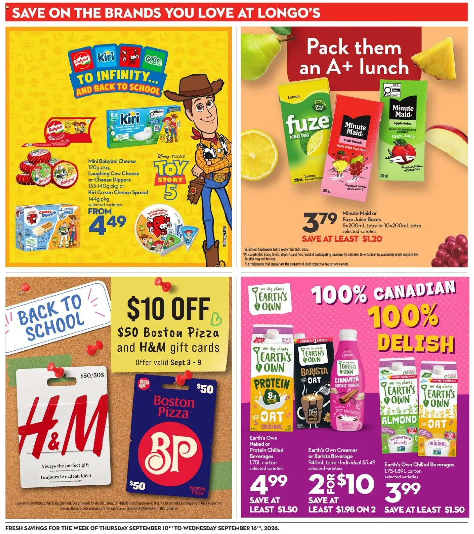 Longo's flyer valid from Sep 10, 2026 | Page: 22 | Products: Iced tea, Apple juice, Spread, Juice
