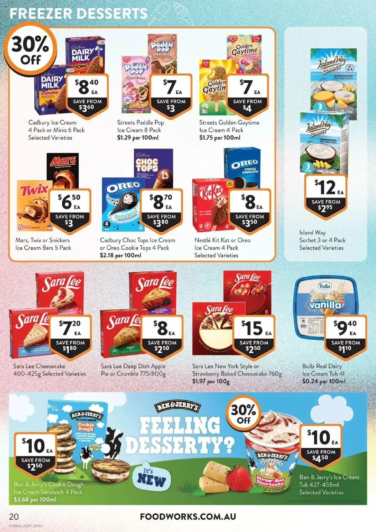 Foodworks catalogue Supermarket NSW - 30/09/2026 > weekly / monthly specials | Page: 20 | Products: Chocolate, Cream, Desserts, Ice
