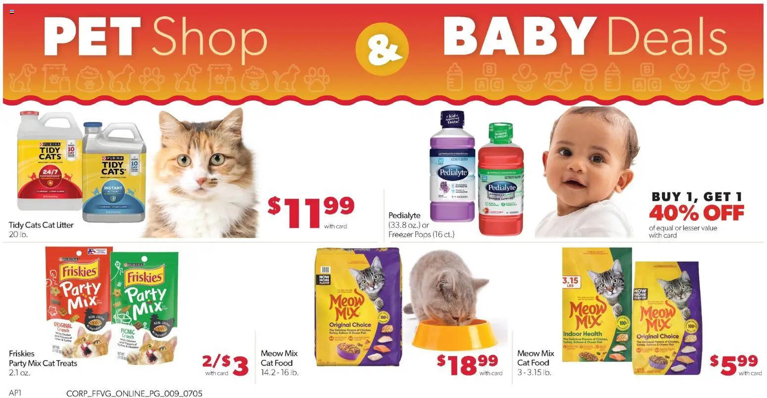 Family Fare Weekly Ad - valid from 07/05/2026 | Page: 13 | Products: Cat Food, Cat Litter, Fish, Freezer