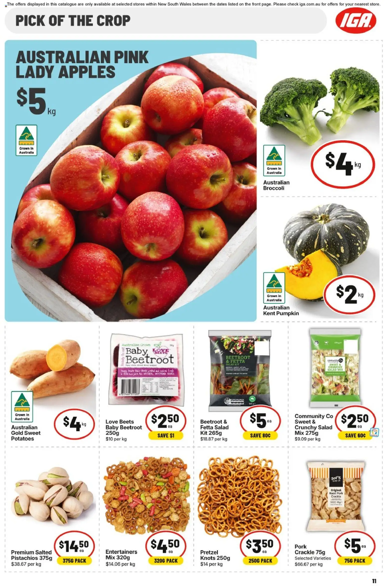 IGA catalogue - valid from 08/07/2026 | Page: 11 | Products: Pork, Salad, Potatoes, Beetroot