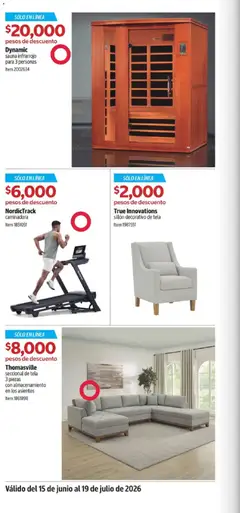 Vista previa de Costco catálogo Descuentos exclusivos, nuevo folleto de la tienda, válido en México a partir del 15/06/2026 | Página: 20 | Productos: Sofá, Sillón