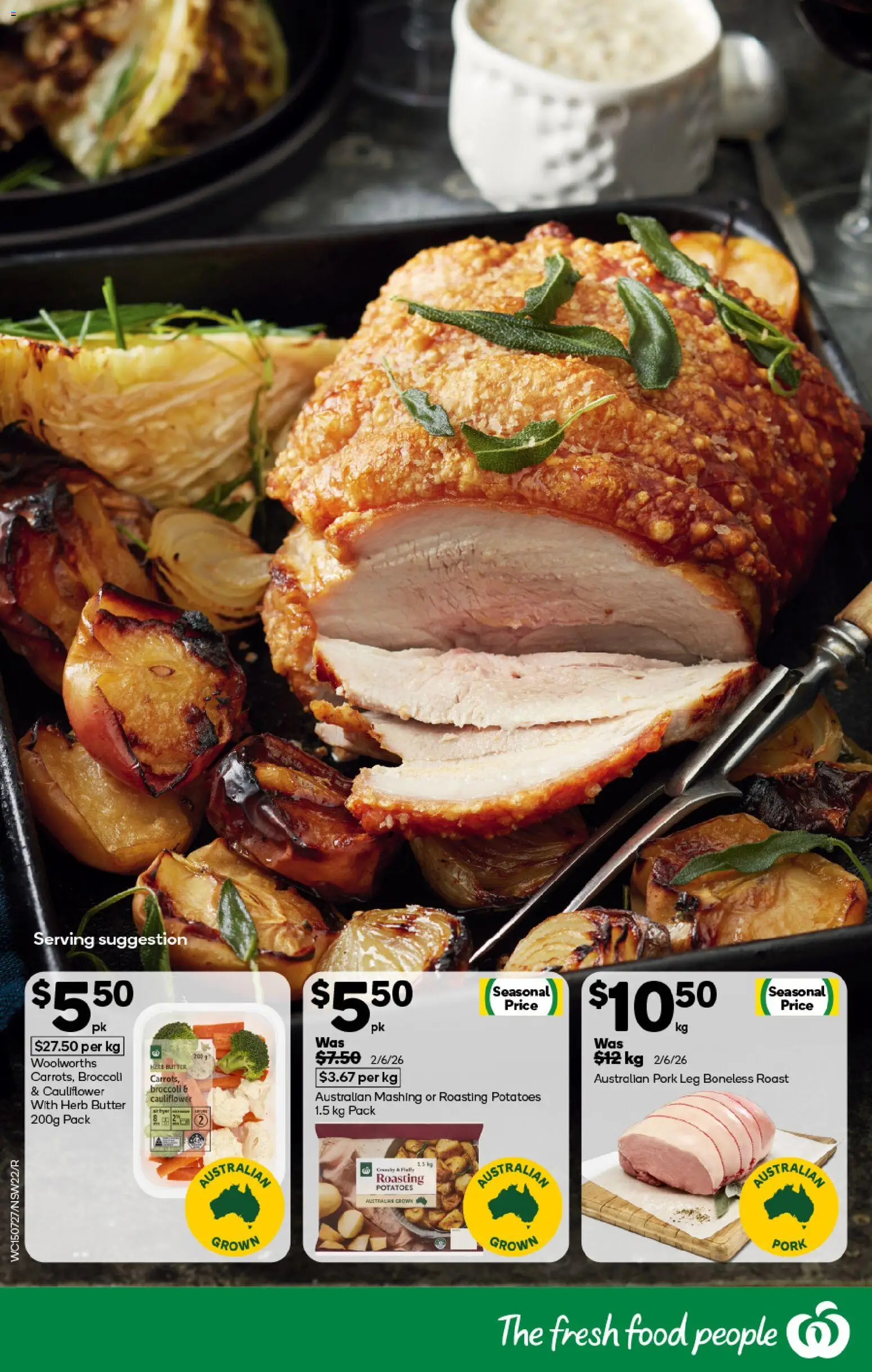 Woolworths catalogue - valid from 15/07/2026 | Page: 22 | Products: Butter, Pork, Potatoes, Cauliflower
