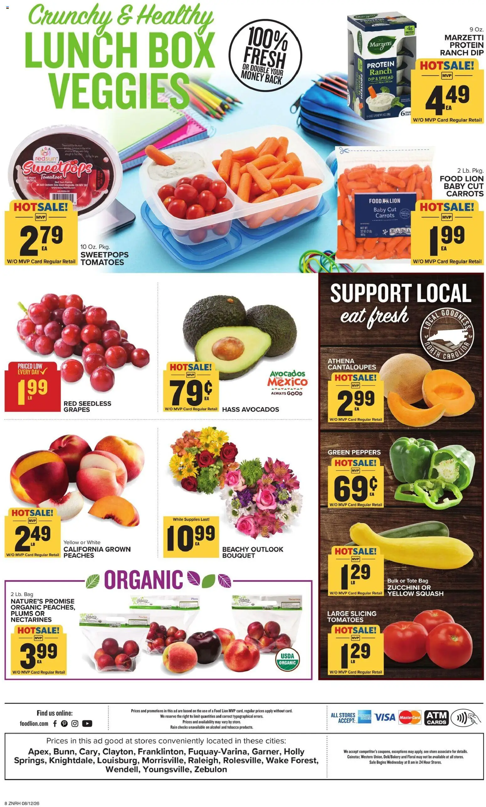 Food Lion Weekly Ad - valid from 08/12/2026 | Page: 2 | Products: Peaches, Spread, Plums, Grapes