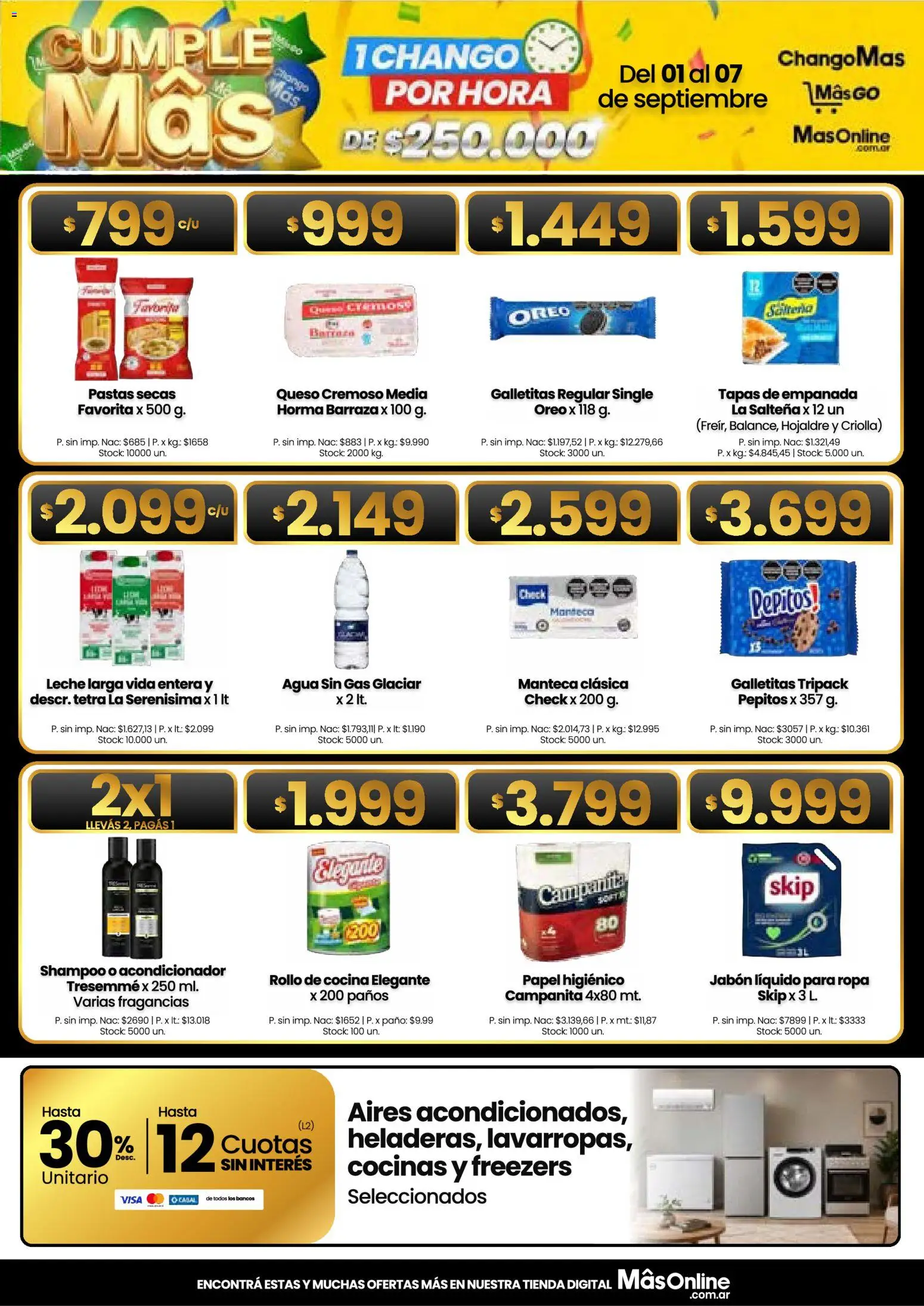 Changomas ofertas │ válido desde el 01/09/2026 | Página: 1 | Productos: Papel higiénico, Galletitas, Jabón líquido, Jabón