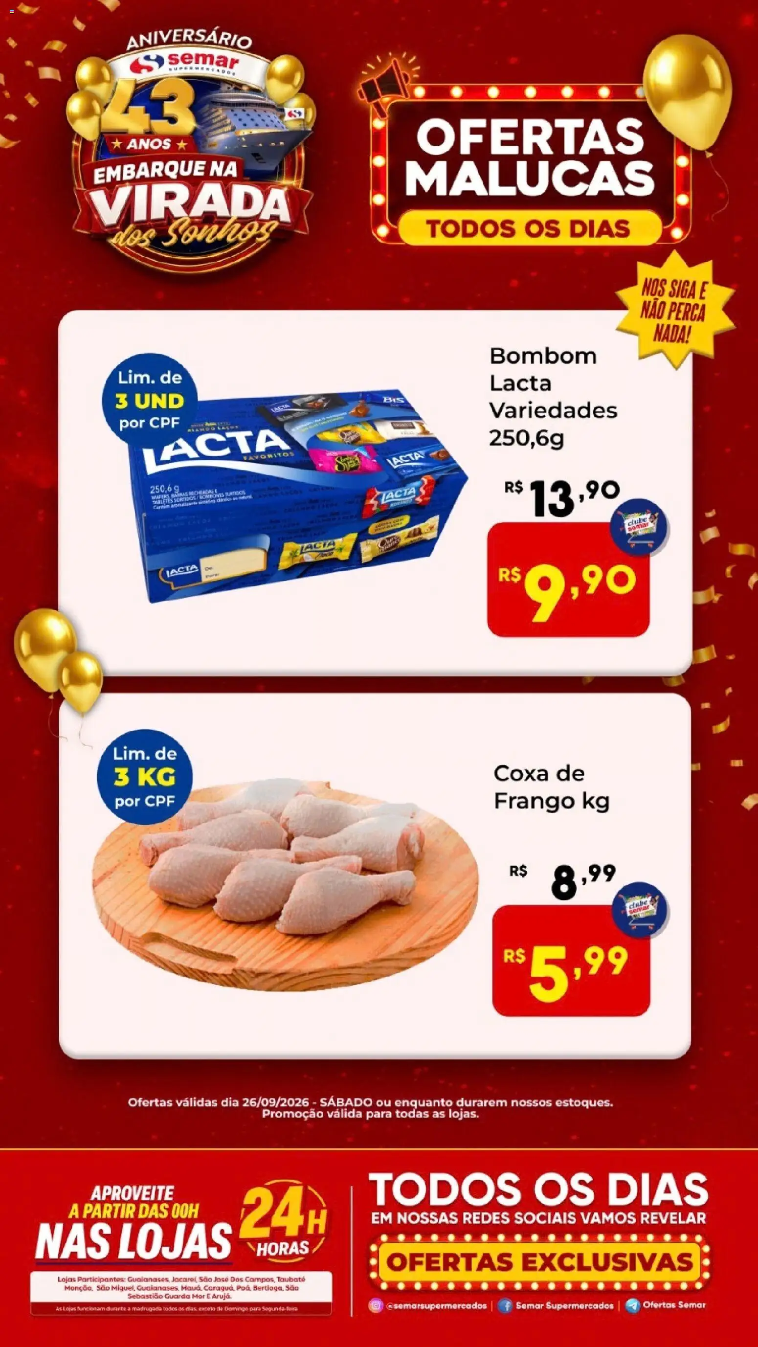 Semar Supermercado Folheto - válido de 26/09/2026 | Página: 1 | Produtos: Perca, Frango, Bombom, Wafers