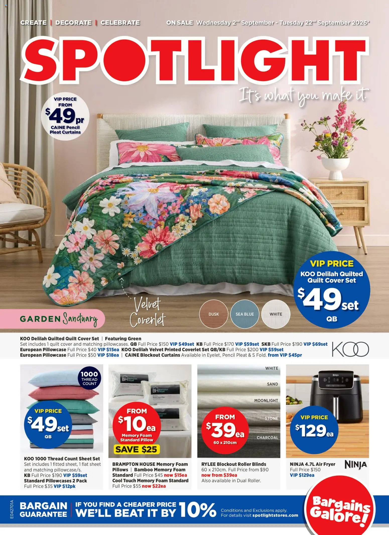 Spotlight catalogue - valid from 02/09/2026 | Page: 1 | Products: Blinds, Fryer, Charcoal, Pillow