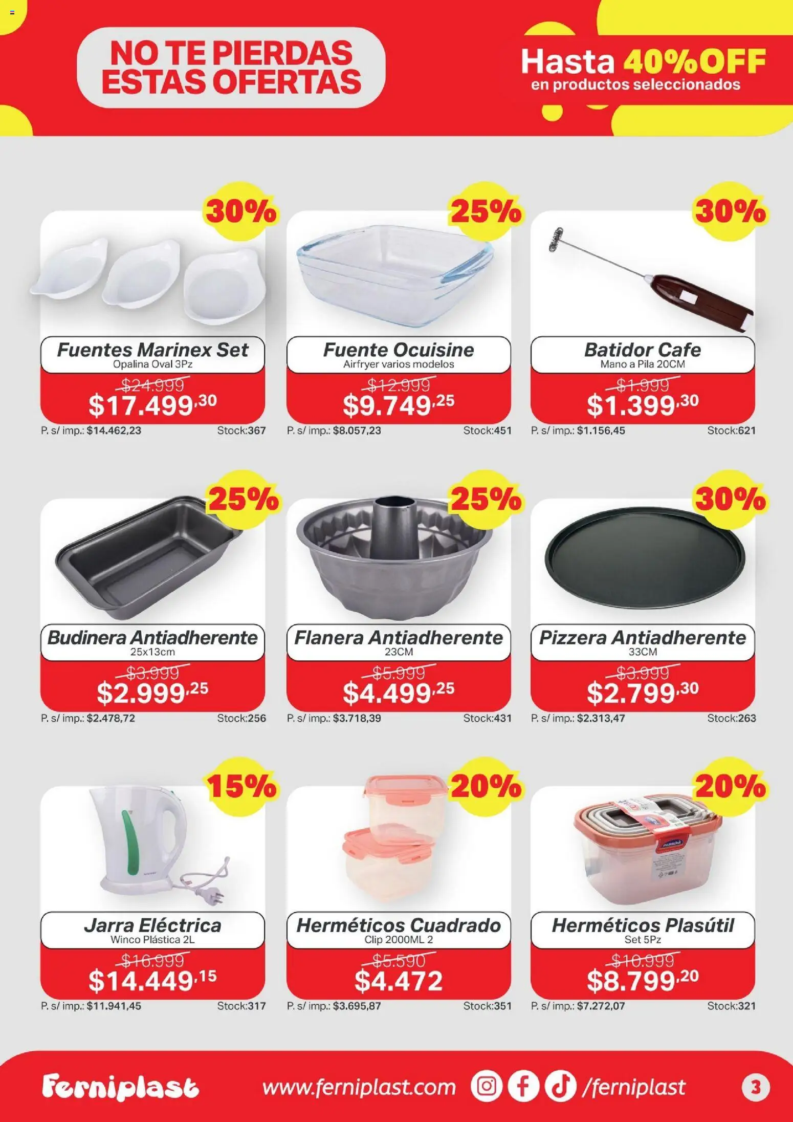 Ferniplast catálogo │ válido desde el 23/07/2026 | Página: 3 | Productos: Flanera, Pizzera, Jarra, Batidor