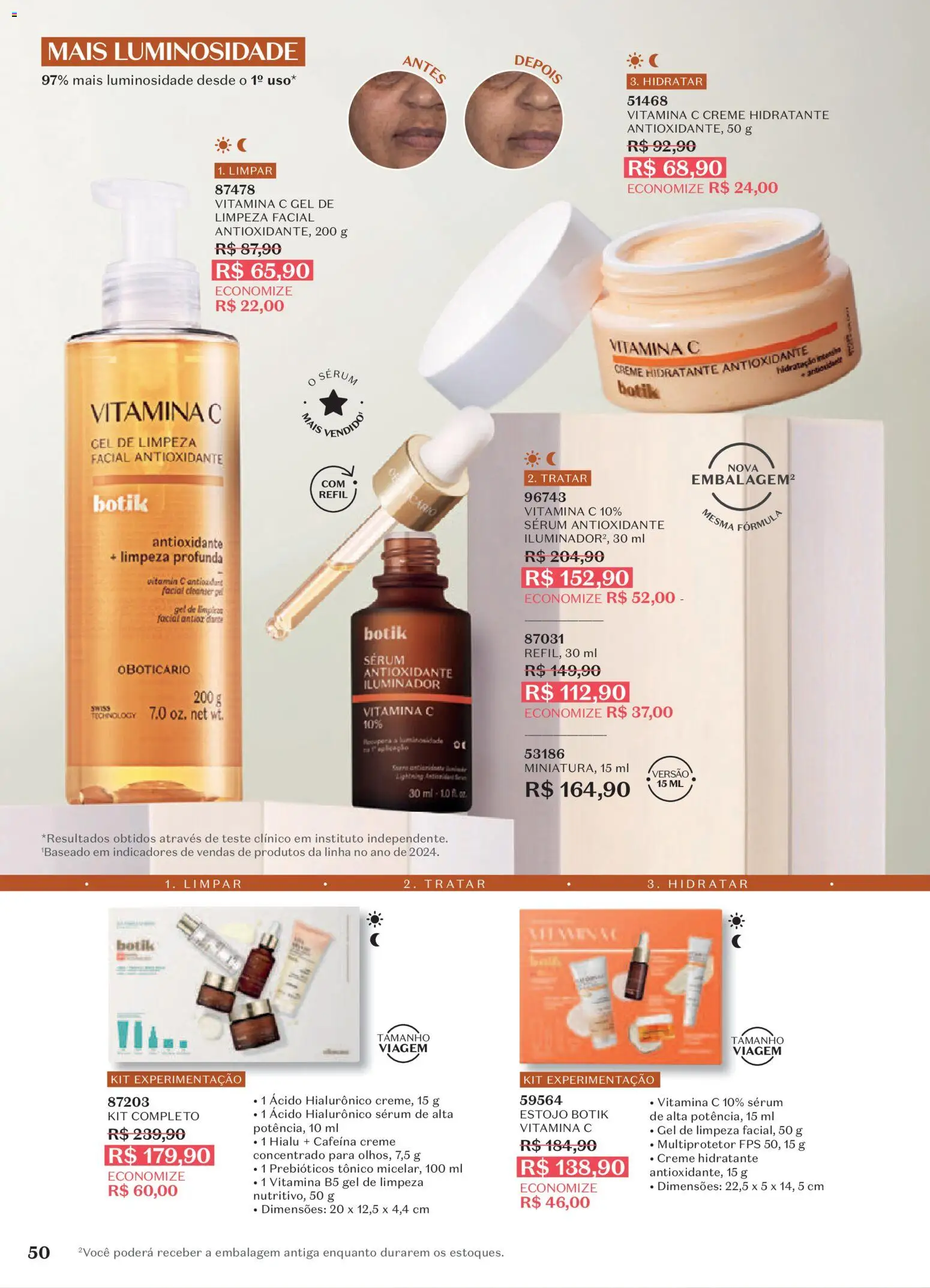 O Boticário Folheto - válido de 29/06/2026 | Página: 54 | Produtos: Tônico, Sérum, Gel de limpeza, Vitamina c